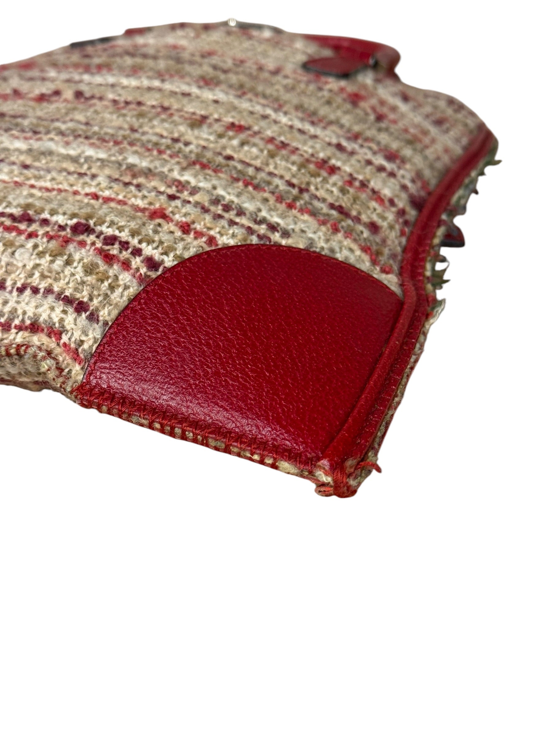 Prada Vintage Red Woven Tweed Zip Tote