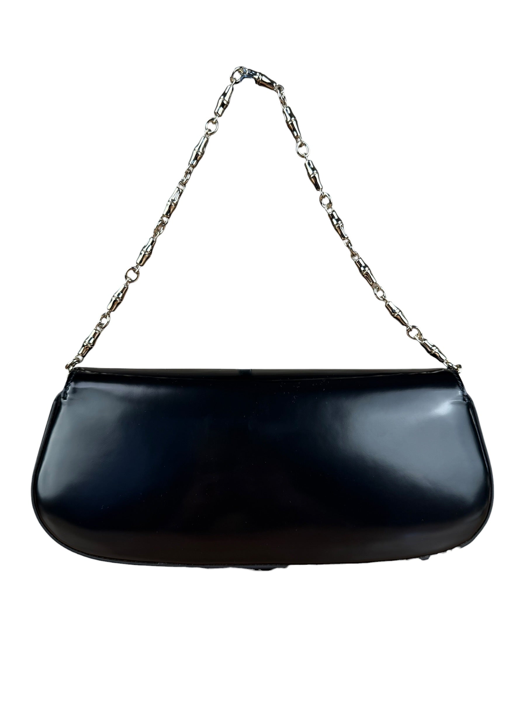 Gucci Black Leather Bamboo Night Small Clutch/Pochette