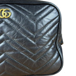 Gucci GG Black Chevron Leather Belt Bag