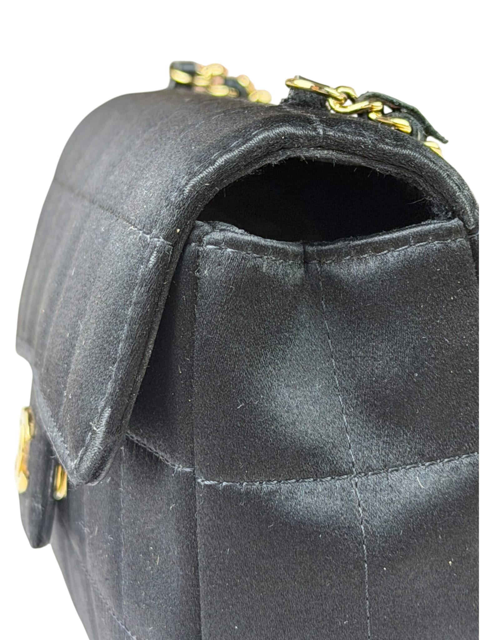 Chanel Black Satin Chocolate Bar Mini East-West Flap Bag