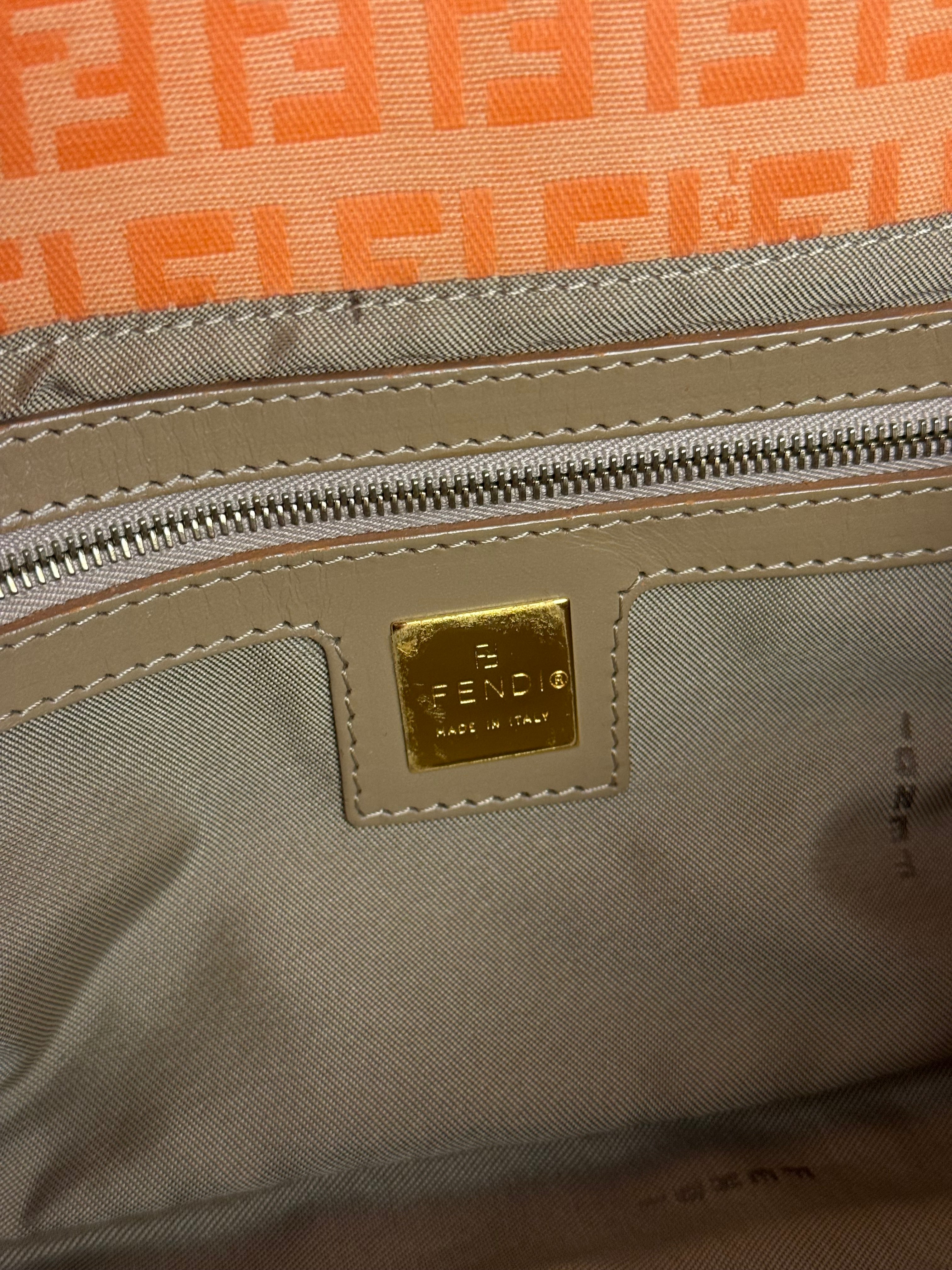 Fendi Vintage Orange Zucca Mamma FF Monogram Baguette