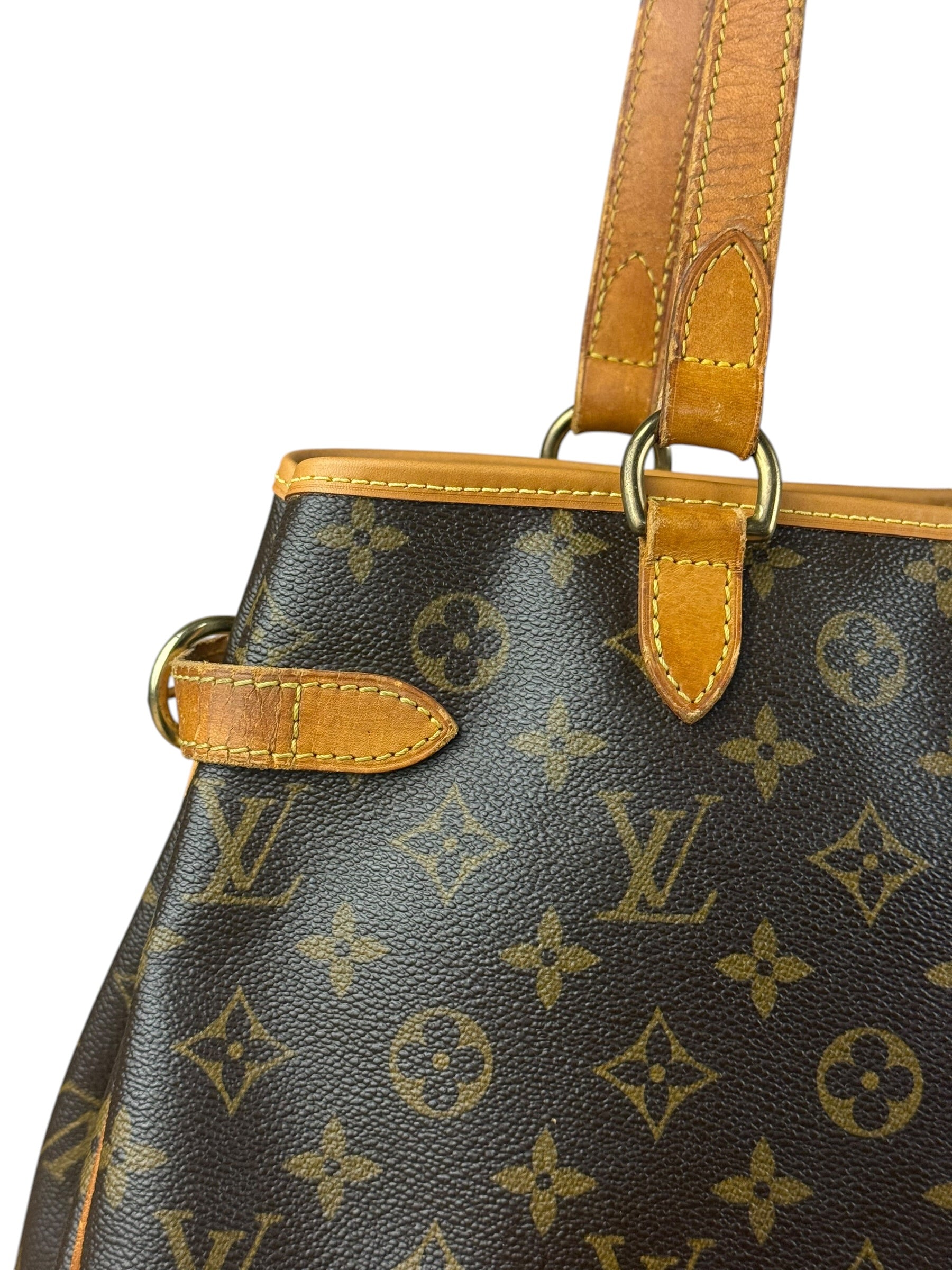 Louis Vuitton Leather Batignolles Horizontal Canvas Monogram Tote Bag