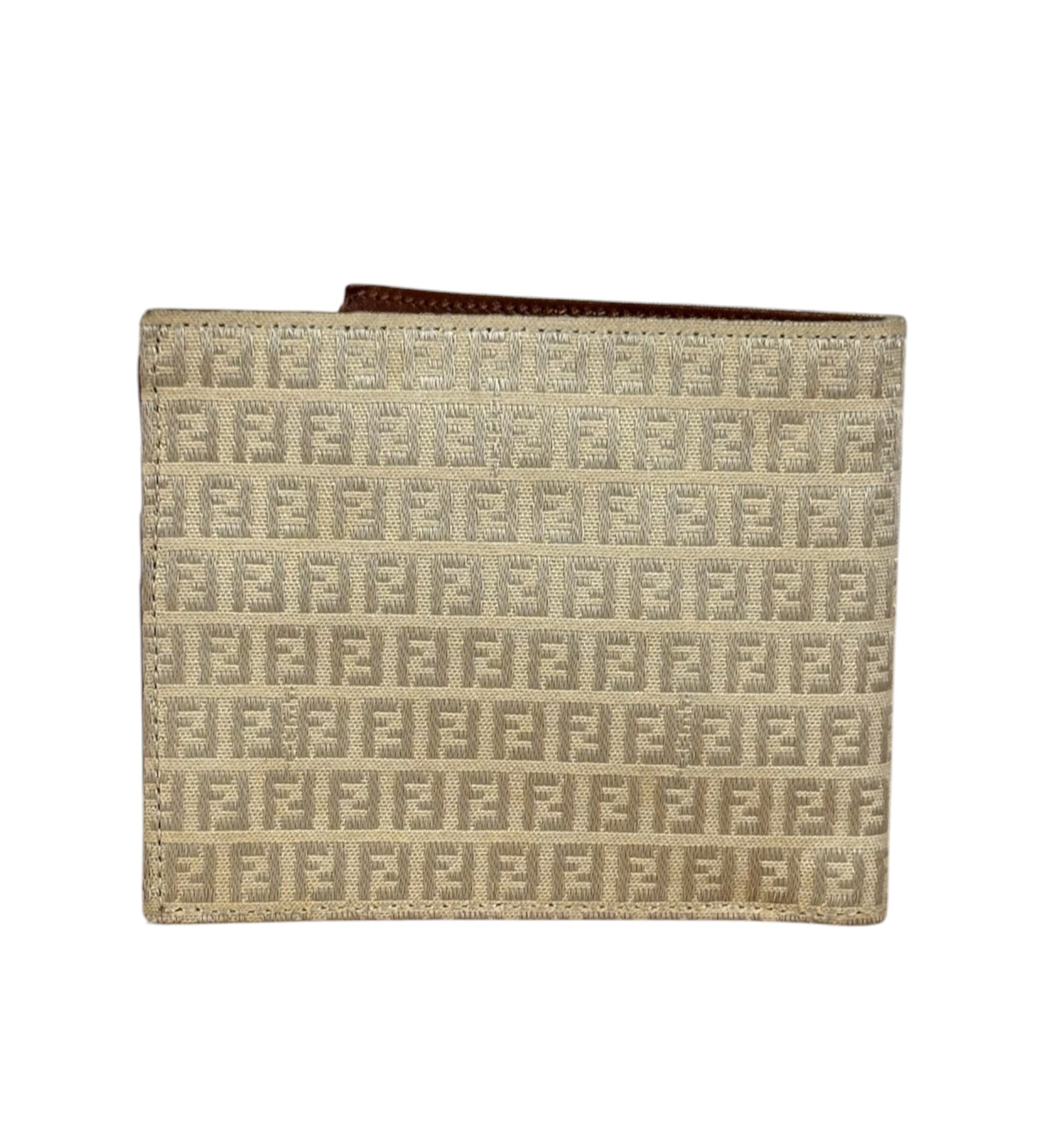 Fendi Beige FF Jacquard Bi-Fold Wallet