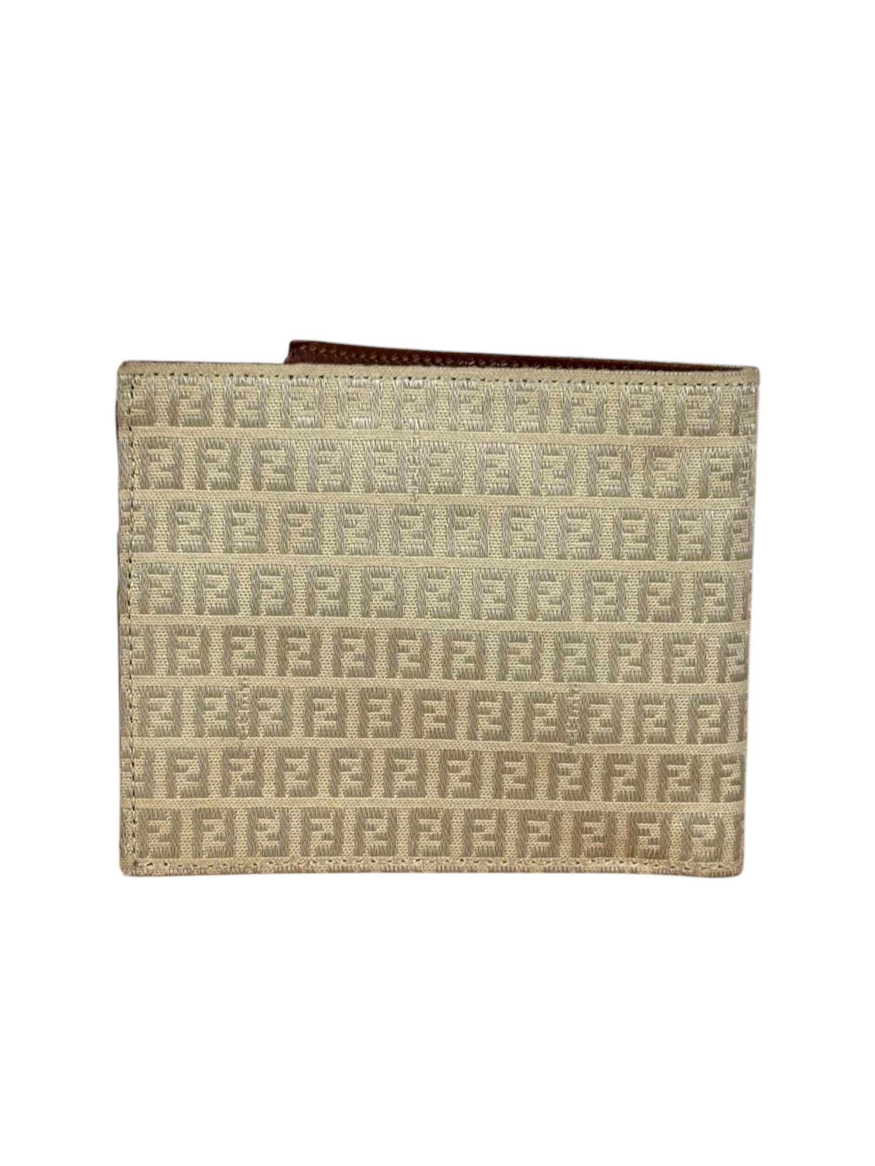 Fendi Beige FF Jacquard Bi-Fold Wallet