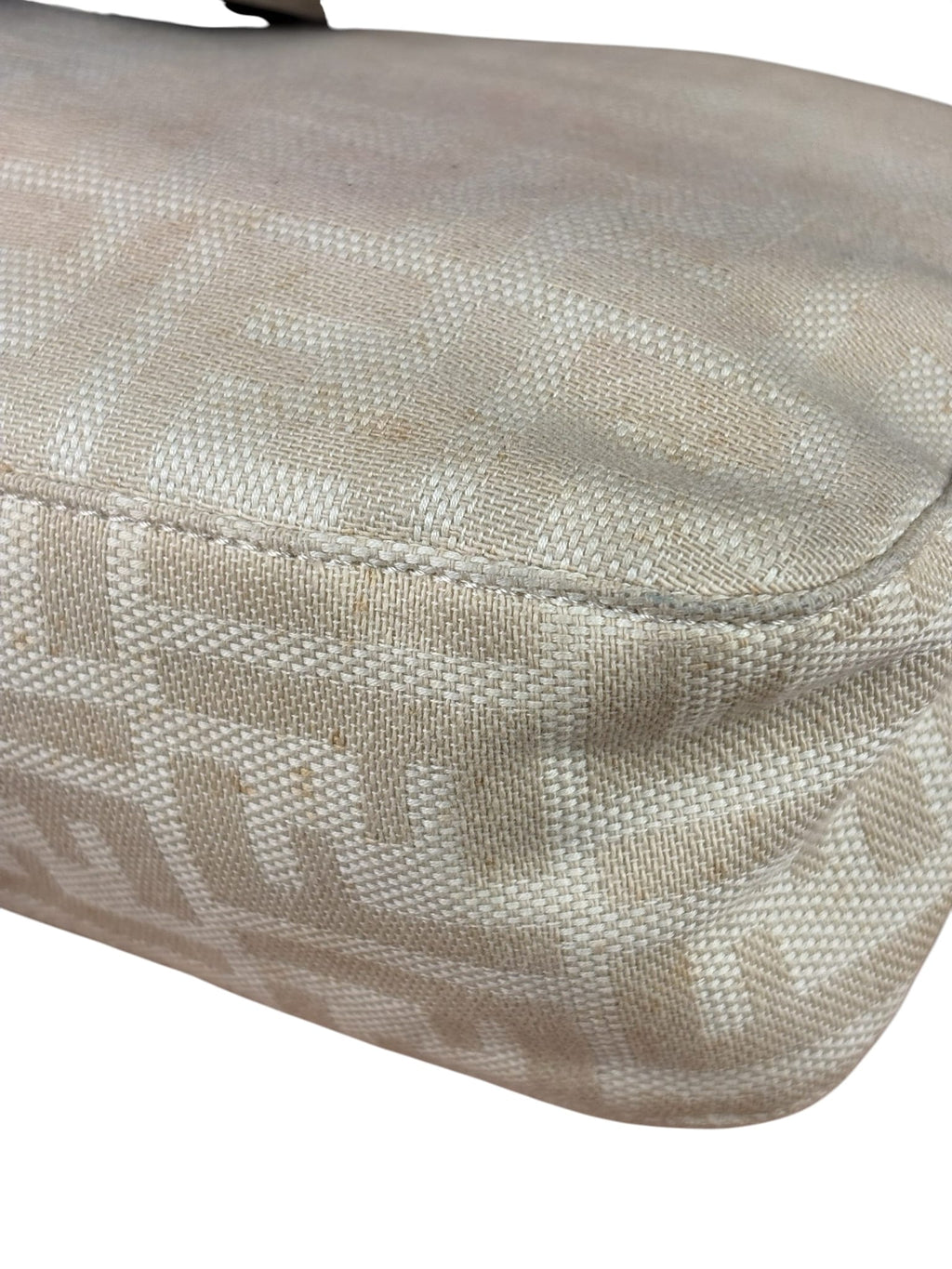 Fendi Cream Zucca Canvas Baguette Shoulder Bag