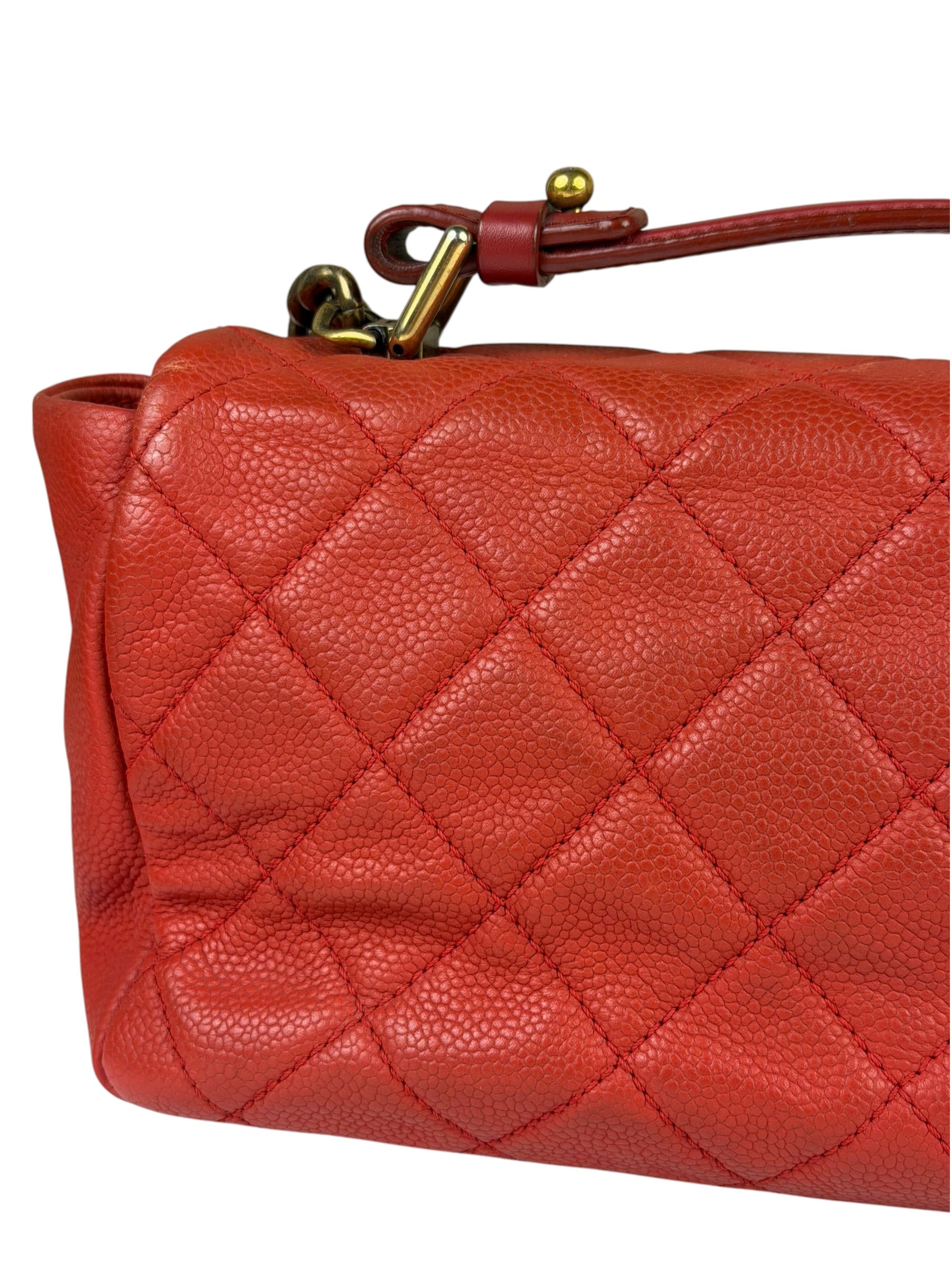 Chanel Red Quilted Caviar Leather Timeless Shoulder Bag 2012