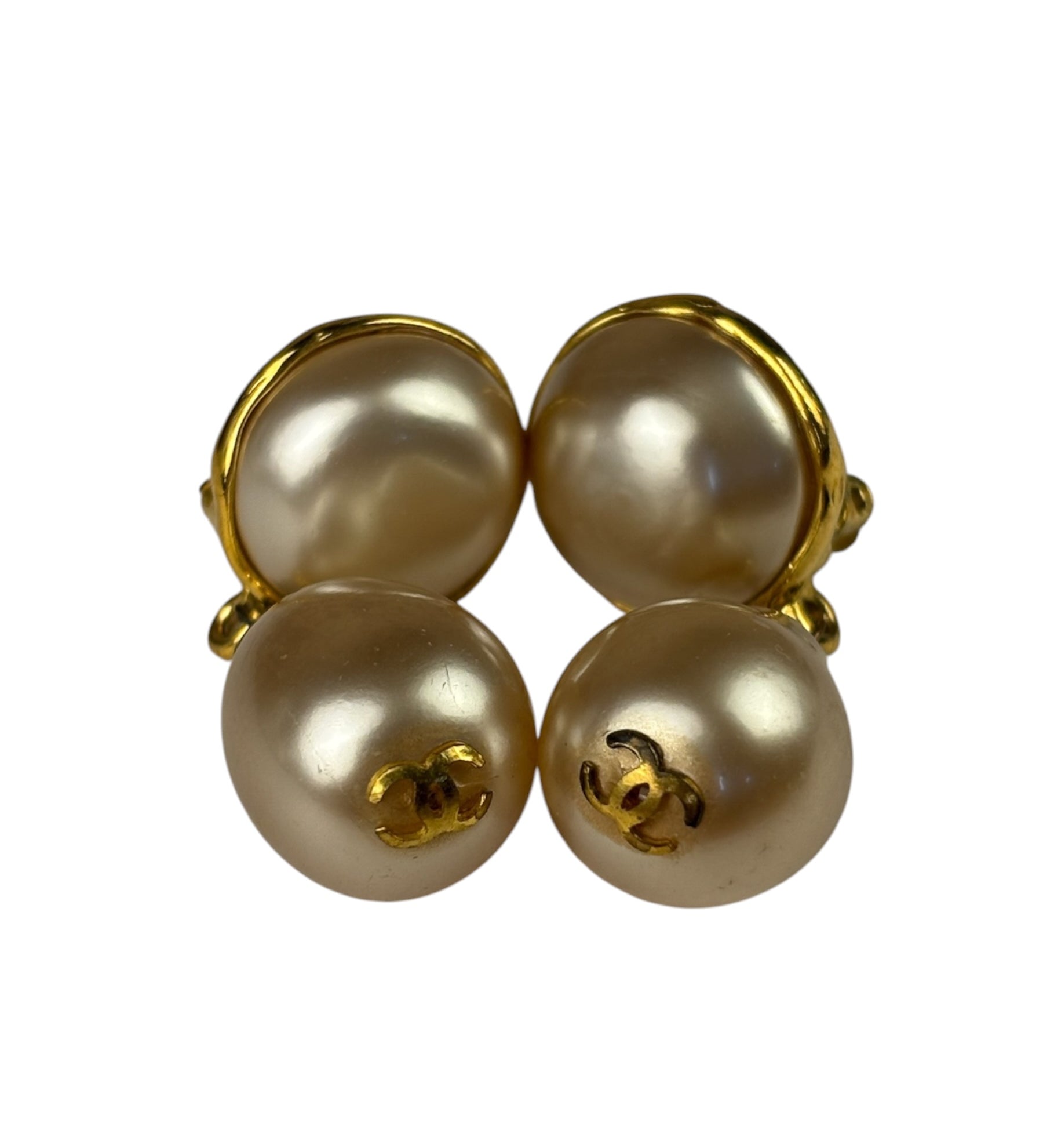 Chanel Faux-Pearl Tear Drop Clip On Earring