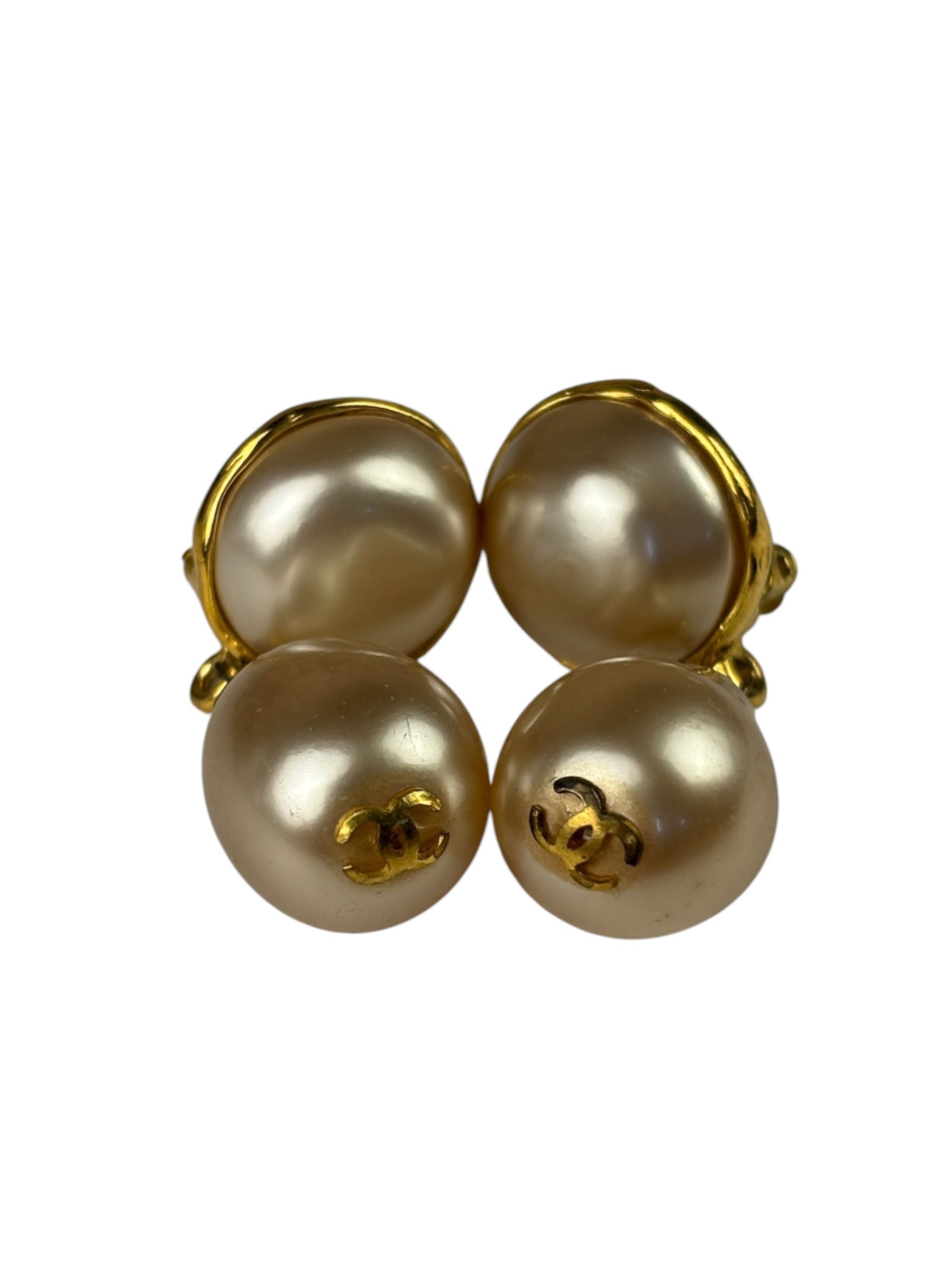 Chanel Faux-Pearl Tear Drop Clip On Earring