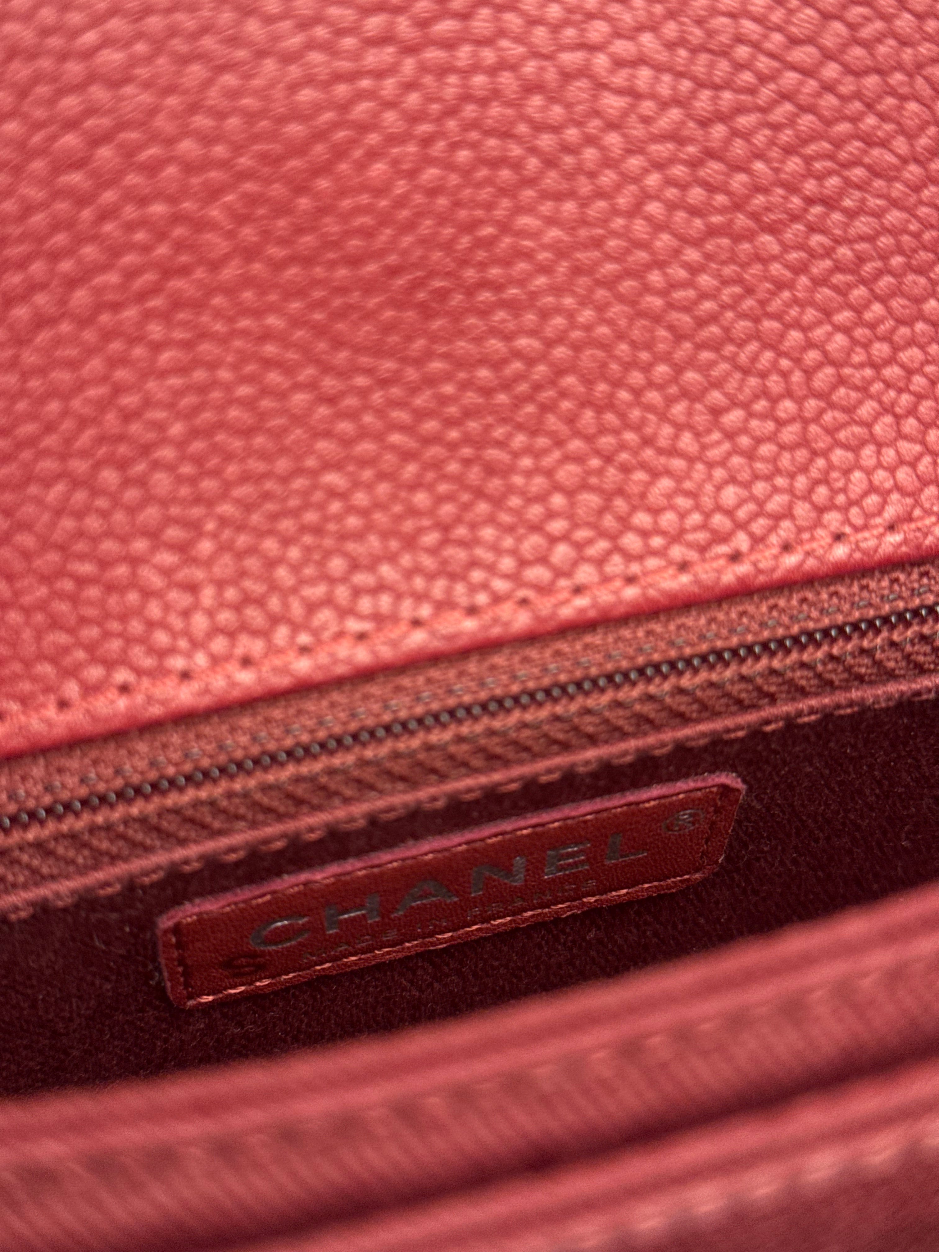 Chanel Red Caviar Leather Maxi Chain Flap Bag 2014