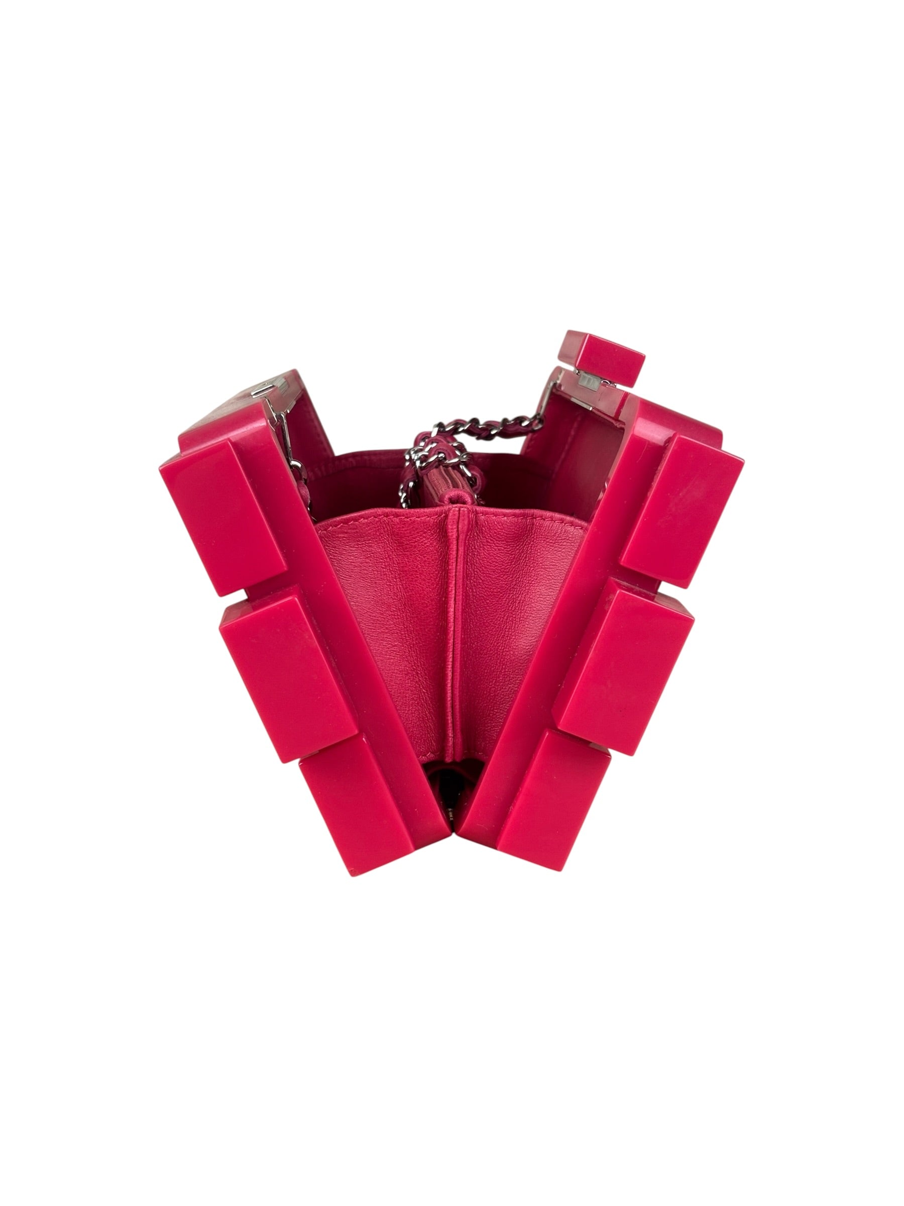 Chanel Rare Pink Plexi Brick Lego Clutch/Shoulder Bag 2014