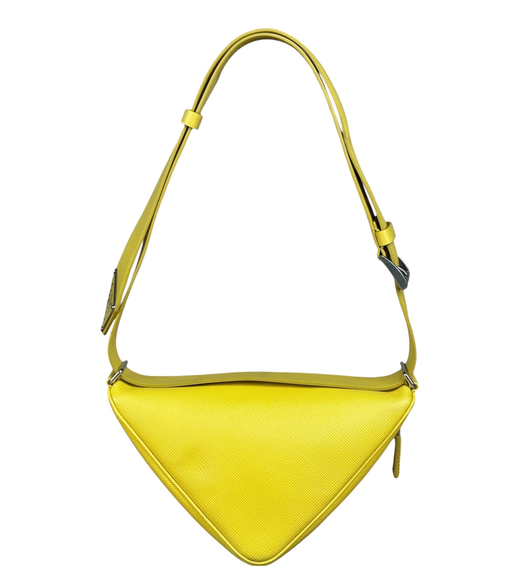 Prada Yellow Saffiano Leather Triangle Shoulder Bag