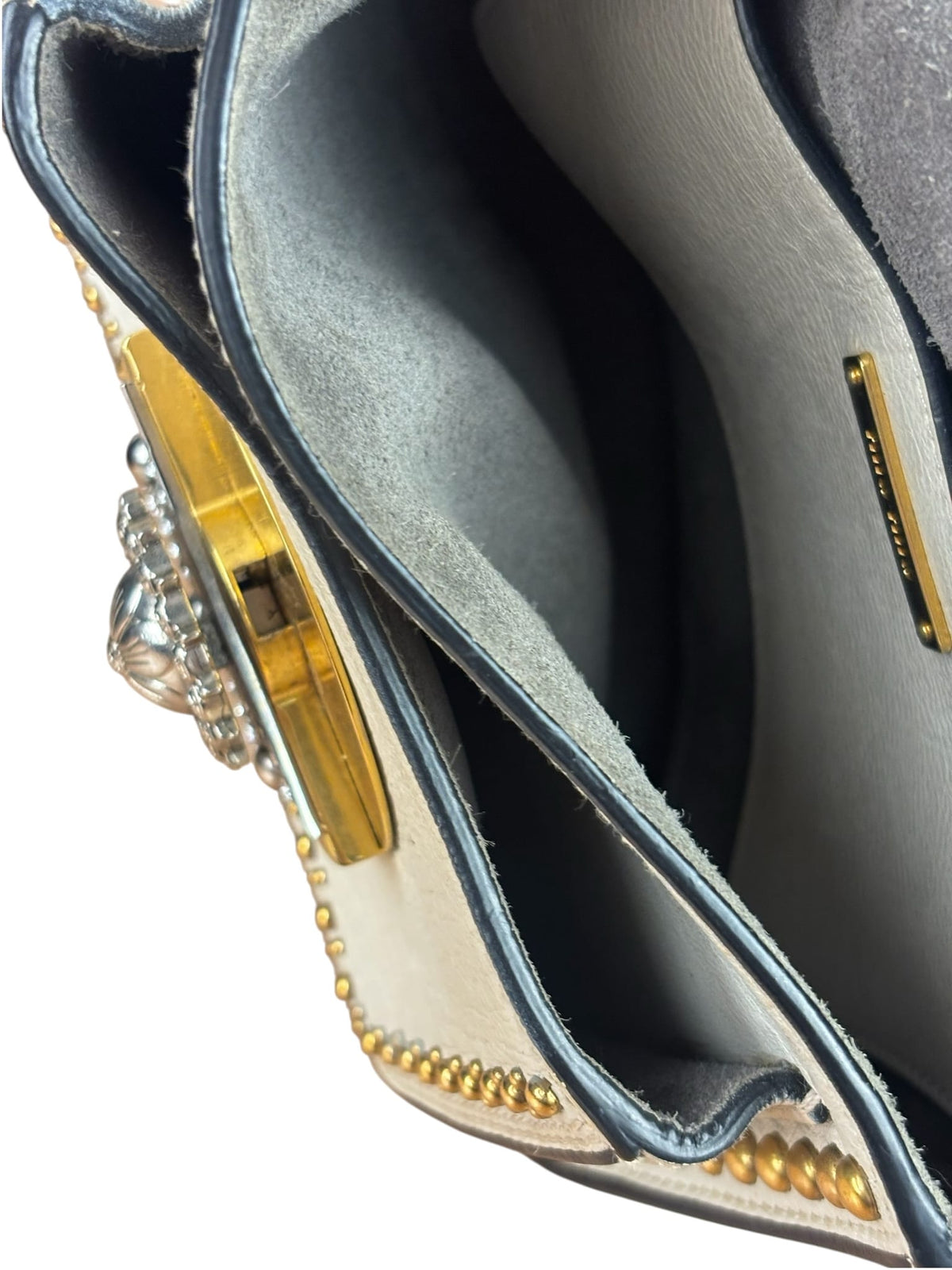 Miu Miu Cream Leather Dahlia Jewel Star Crossbody