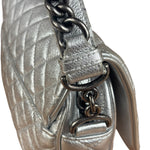 Chanel CC Silver Metallic Quilted Flap Shoulder Bag 2017