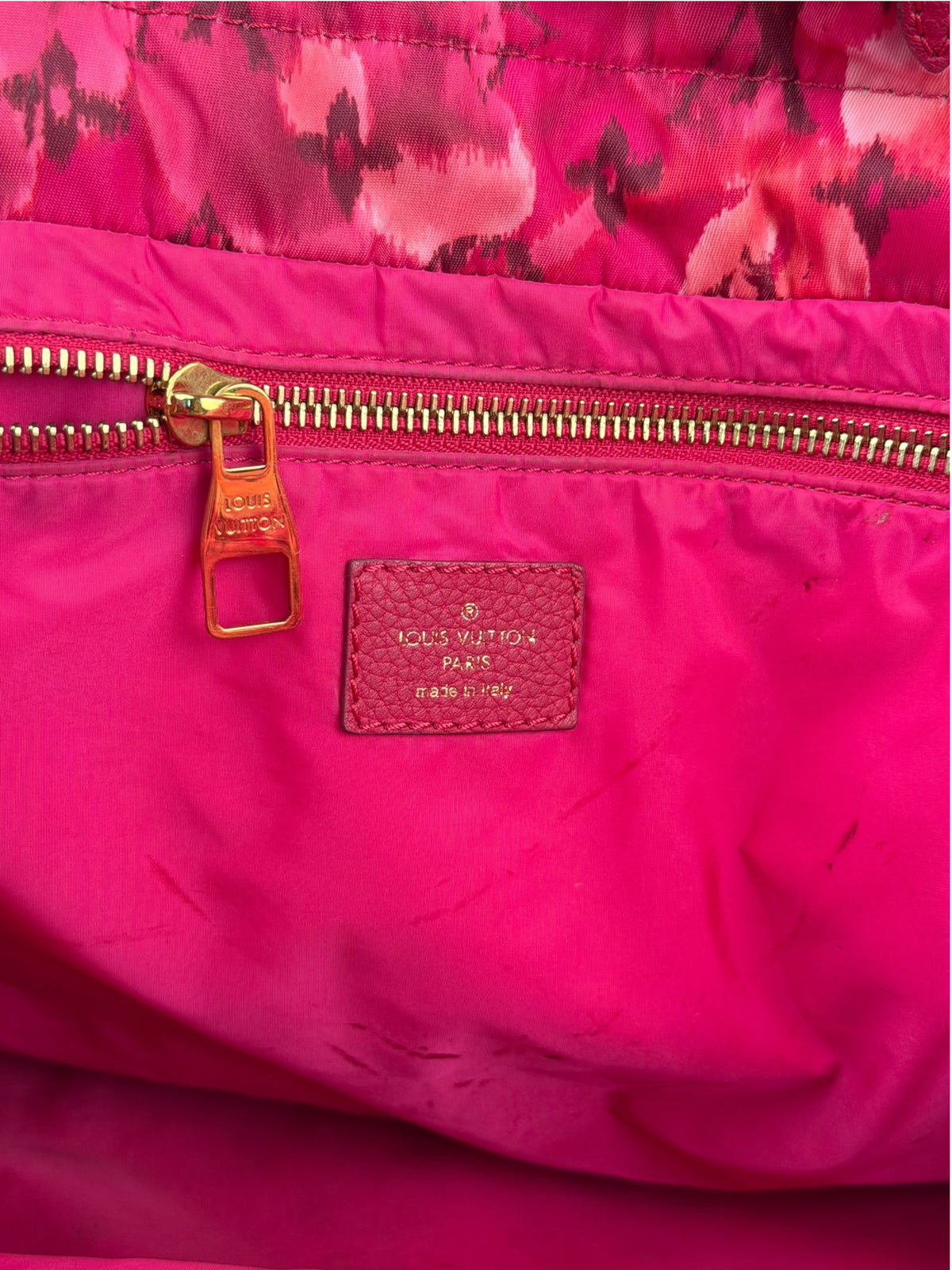 Louis Vuitton Pink Leather Trim Floral Ikat Noefull PM