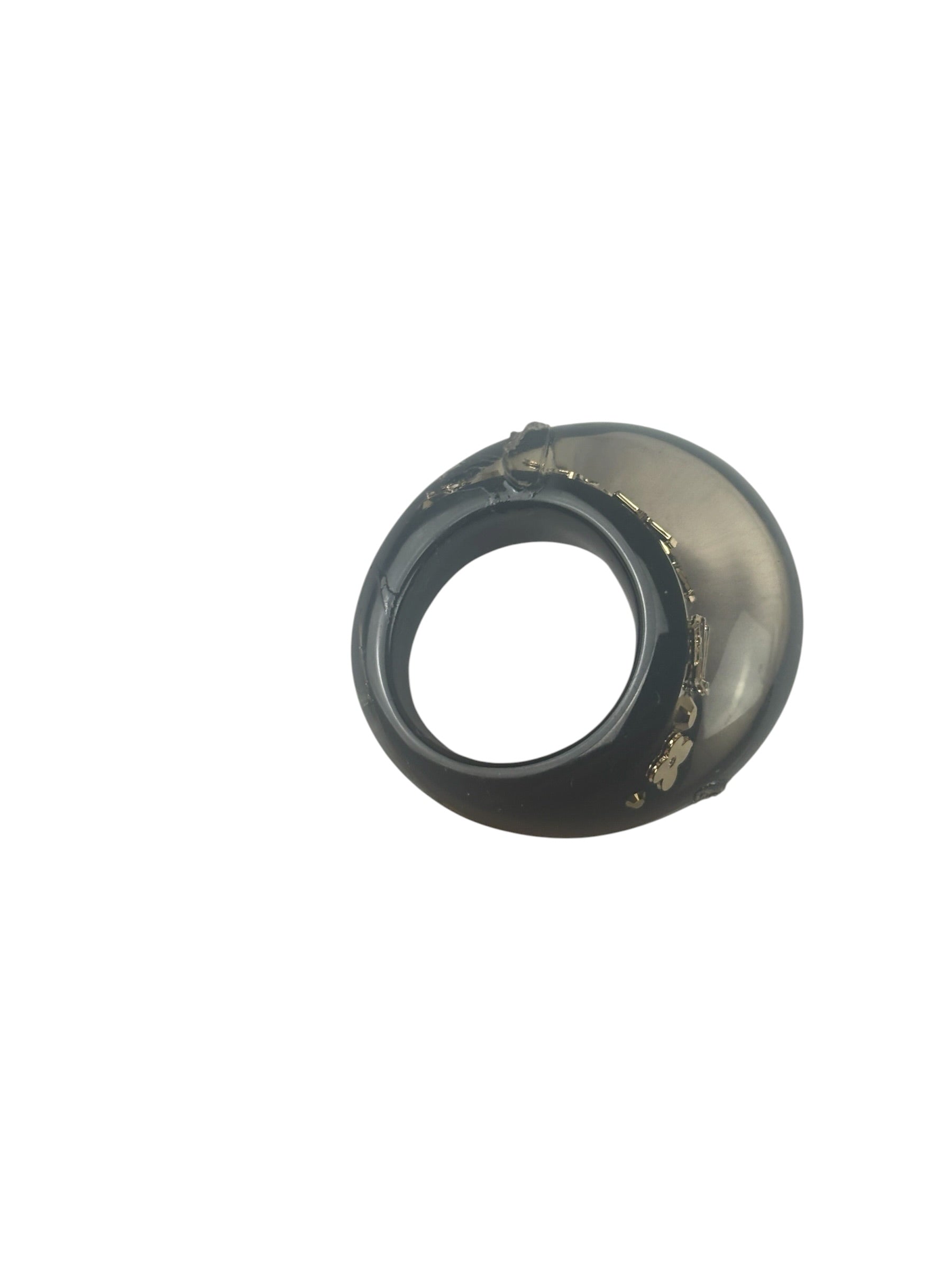 Louis Vuitton Black/Gold Crystal & Resin Inclusion Ring