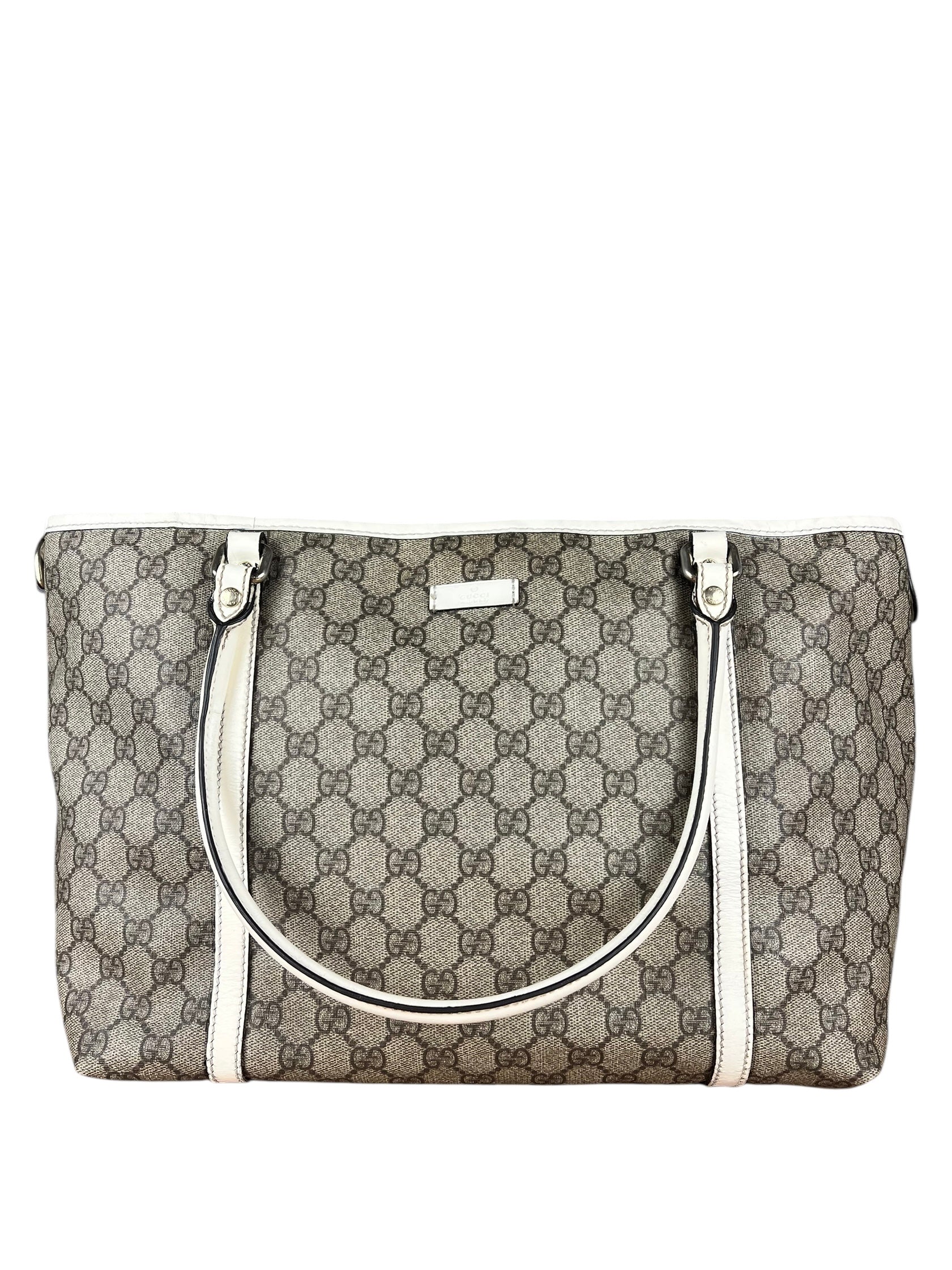 Gucci GG Joy Coated Canvas Tote Bag White/Beige