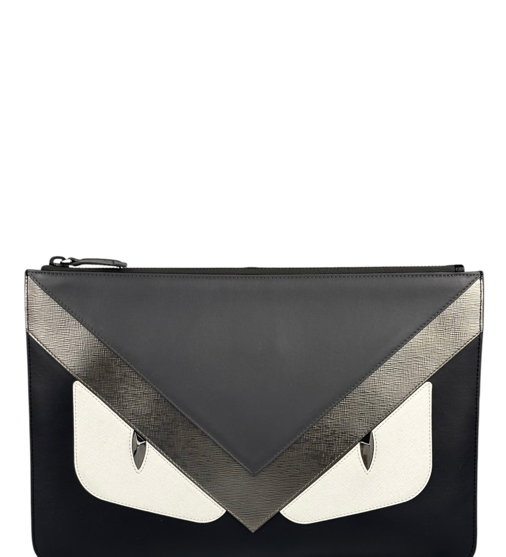 Fendi Black/Grey/White Monster Bag Bugs Eye Pouch