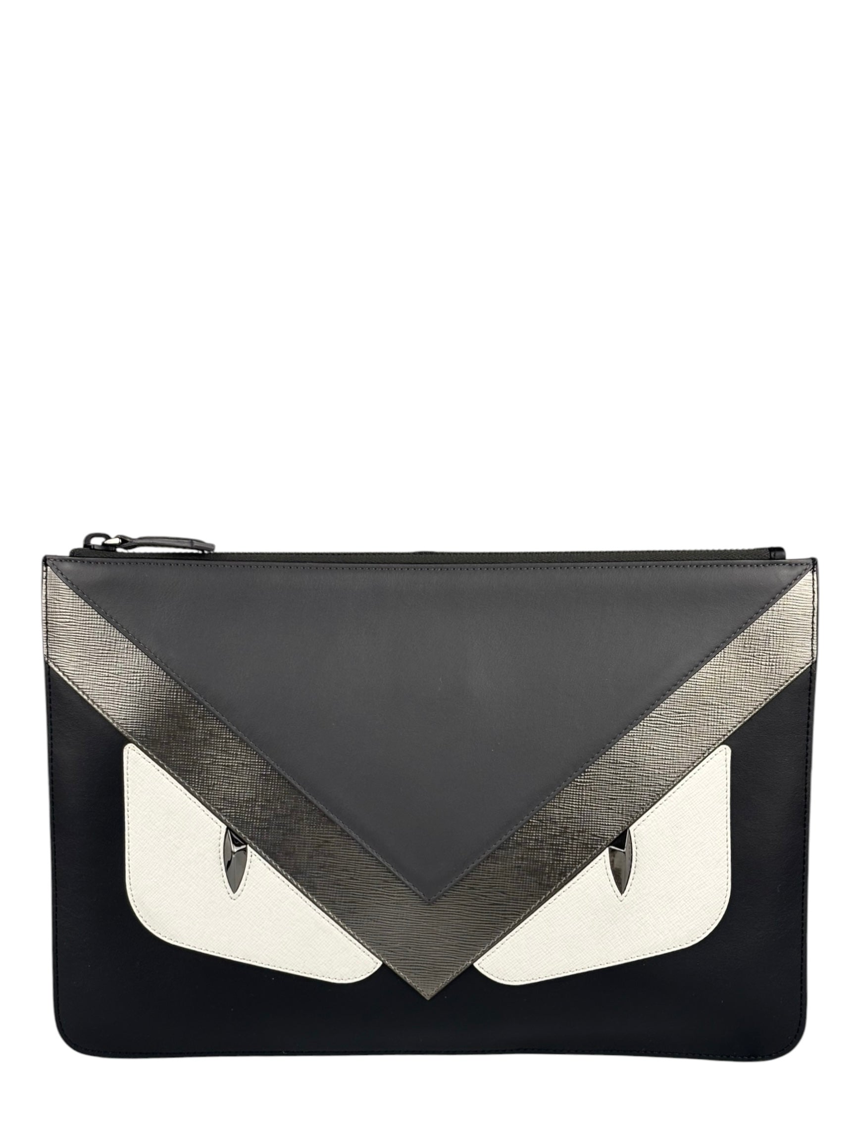 Fendi Black/Grey/White Monster Bag Bugs Eye Pouch