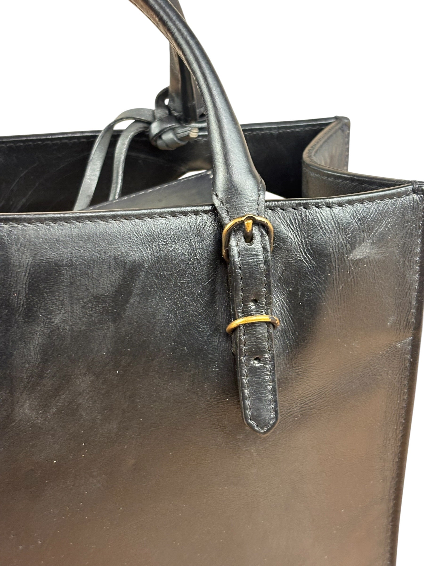 Balenciaga Black Leather Papier A4 Tote Bag