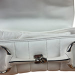 Gucci White Leather Horsebit Shoulder Bag