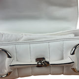 Gucci White Leather Horsebit Shoulder Bag