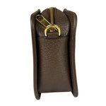 Gucci Brown Leather Trim Jumbo GG Mini Crossbody
