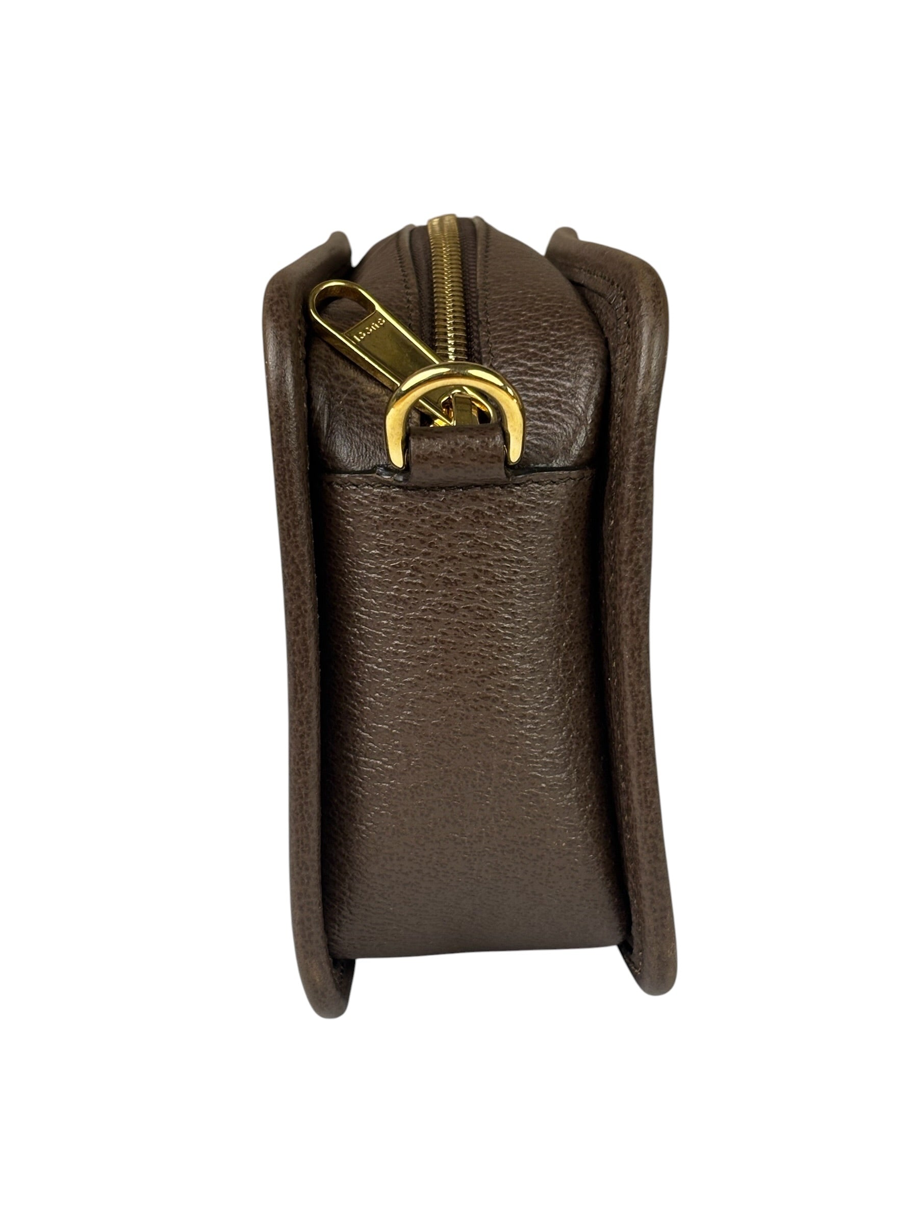 Gucci Brown Leather Trim Jumbo GG Mini Crossbody