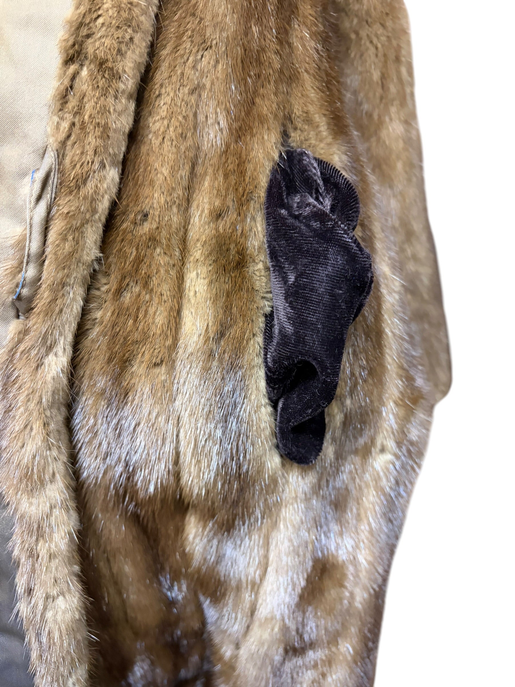 Vintage Long Brown Fur Striped Mink Coat