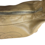Chanel CC Vintage Beige Leather Caviar Wood Chain Hobo Bag