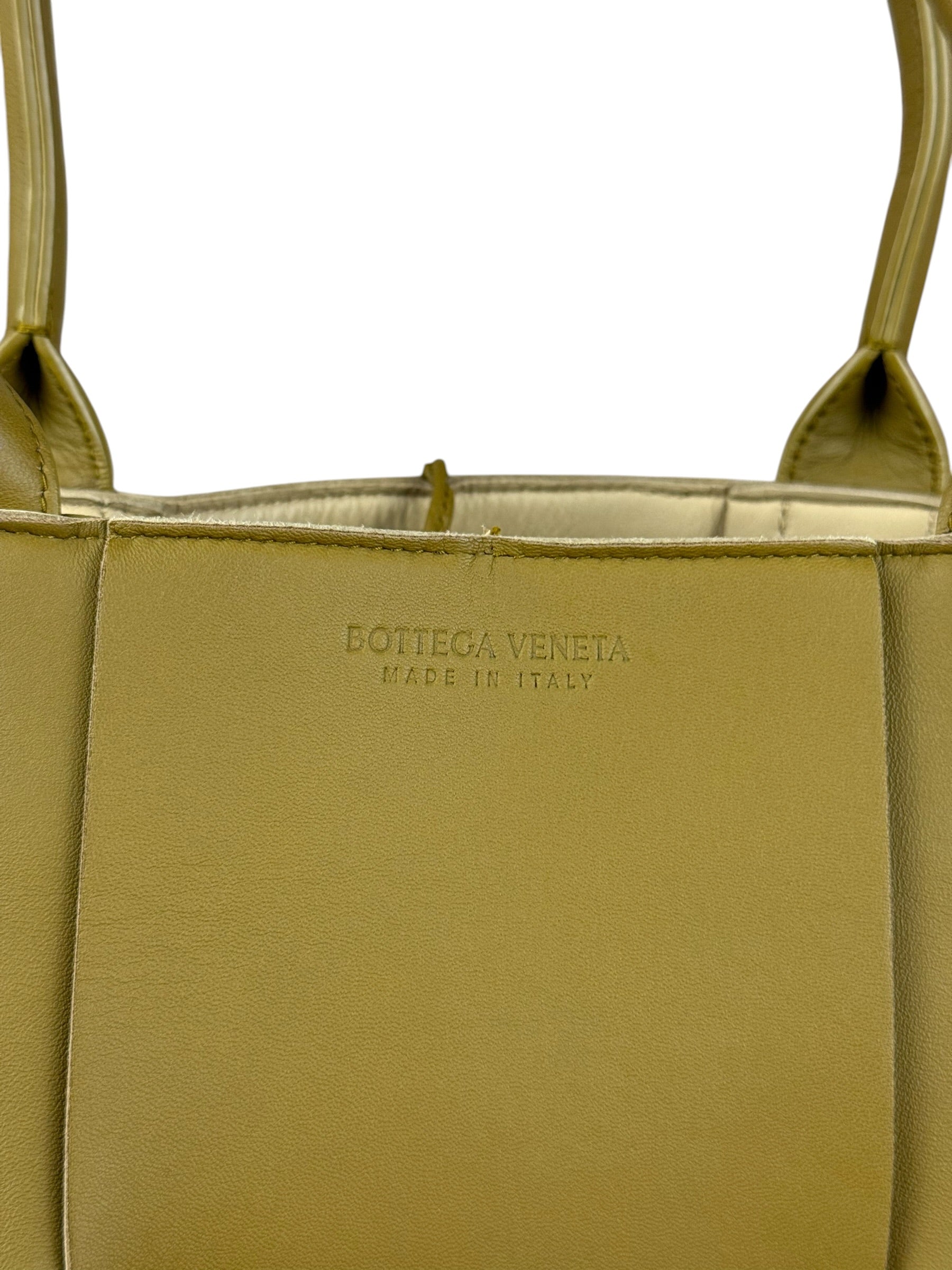 Bottega Veneta Muted Olive Intreccio Arco Woven Leather Tote