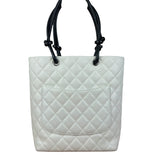 Chanel Vintage White Quilted CC Snake Cambon Ligne Tote 2004