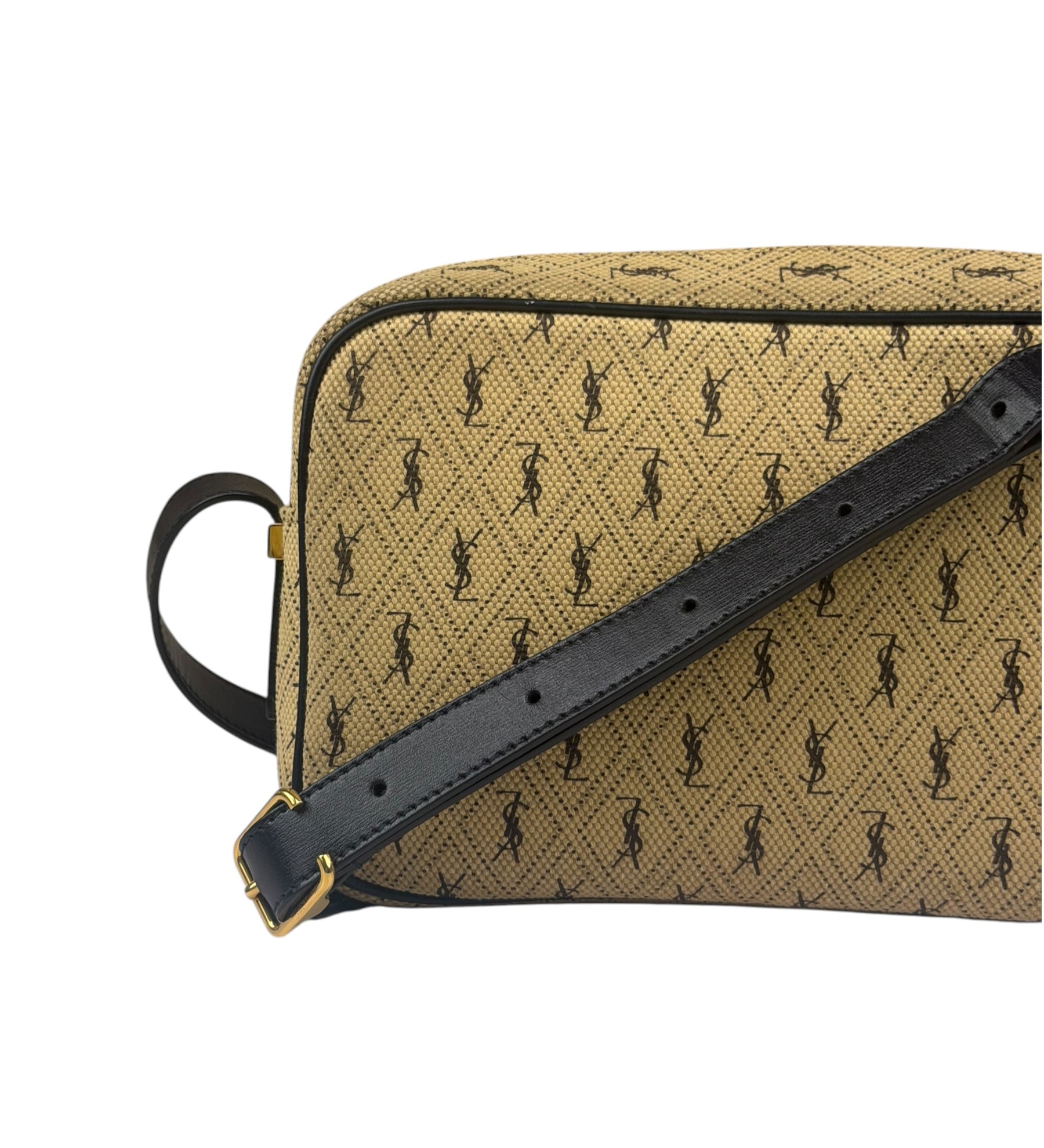 Saint Laurent YSL Beige Logo Print Crossbody Bag