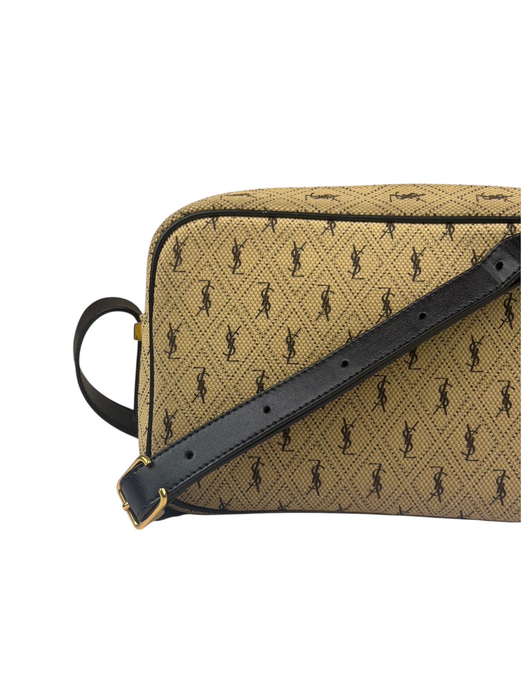 Saint Laurent YSL Beige Logo Print Crossbody Bag