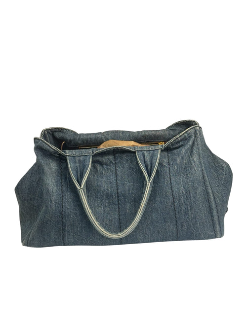 Prada Blue Denim Canapa Logo Large Tote Bag