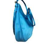 Balenciaga Blue Satin/Leather Trim Leopolda Small Hobo Bag