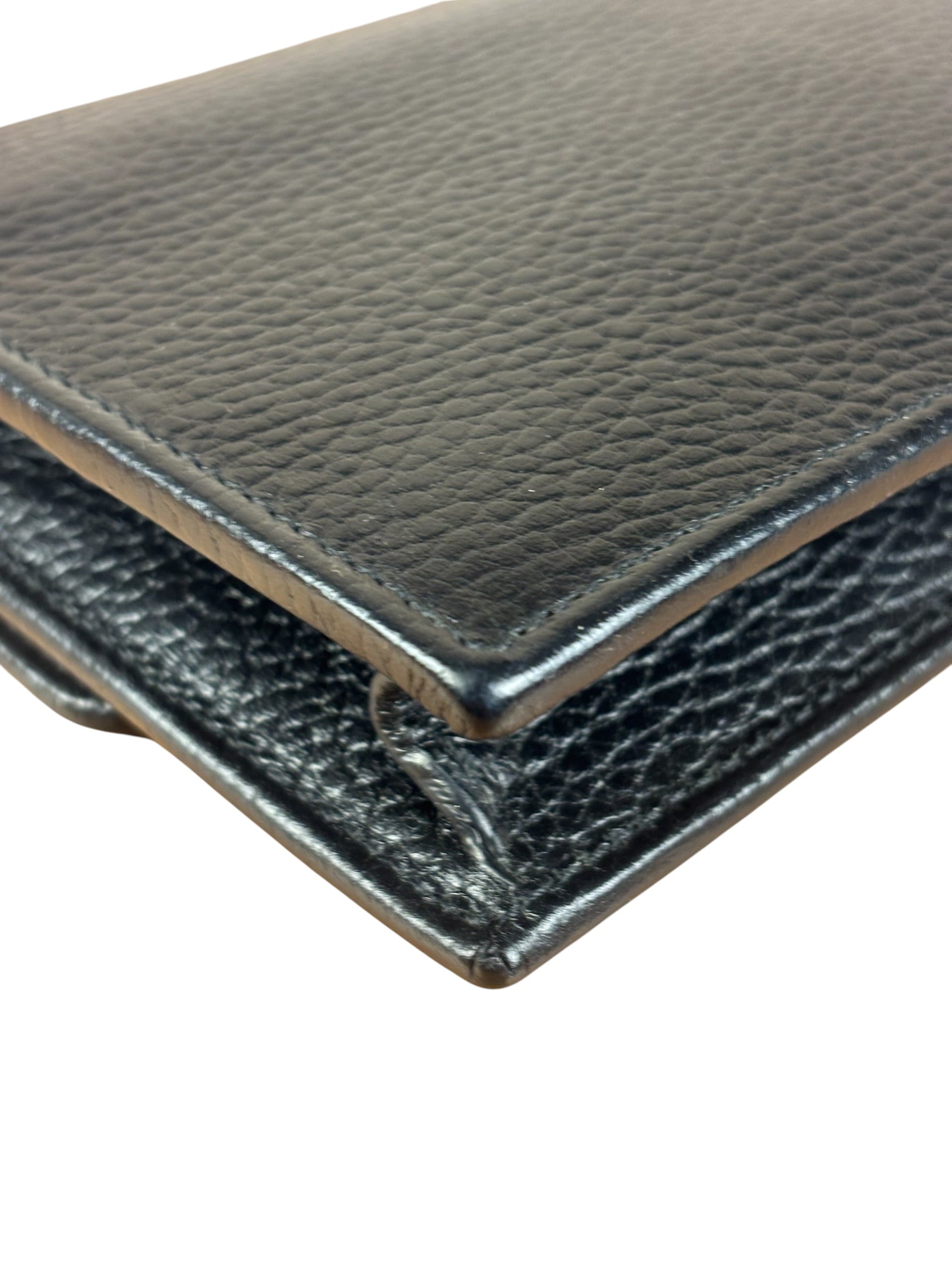 Gucci Black Interlocking G Leather Wallet on Chain