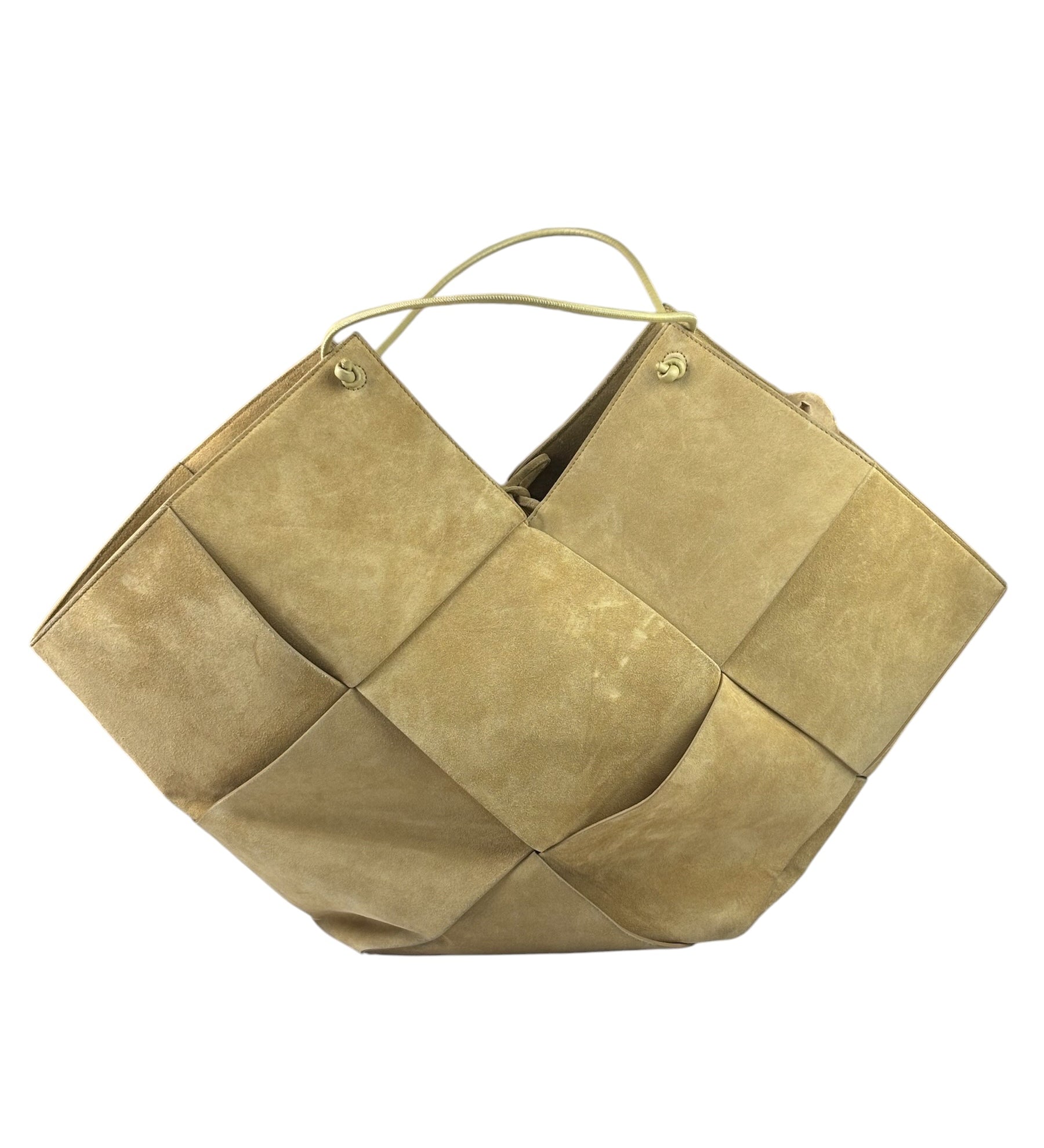 Bottega Veneta Beige Suede/Leather Trim Intrecciato Flower Basket Tote