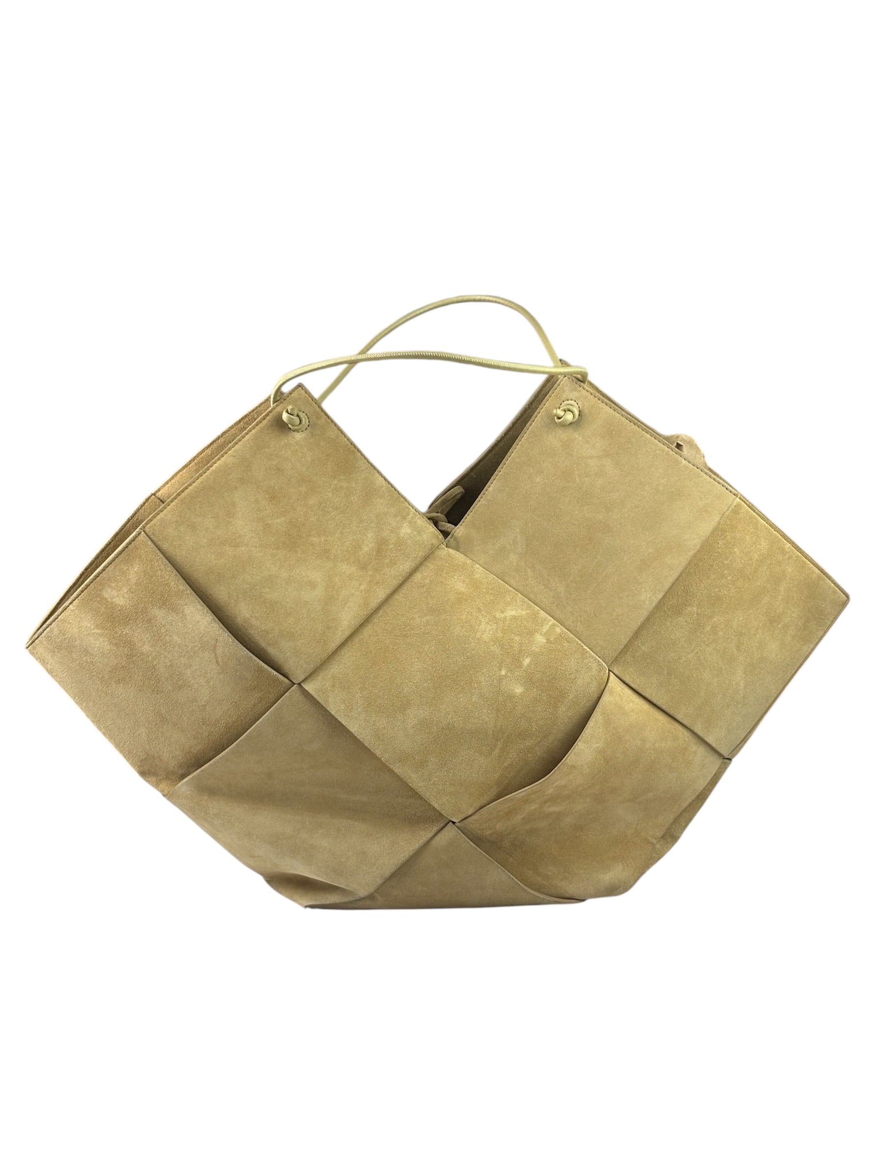 Bottega Veneta Beige Suede/Leather Trim Intrecciato Flower Basket Tote