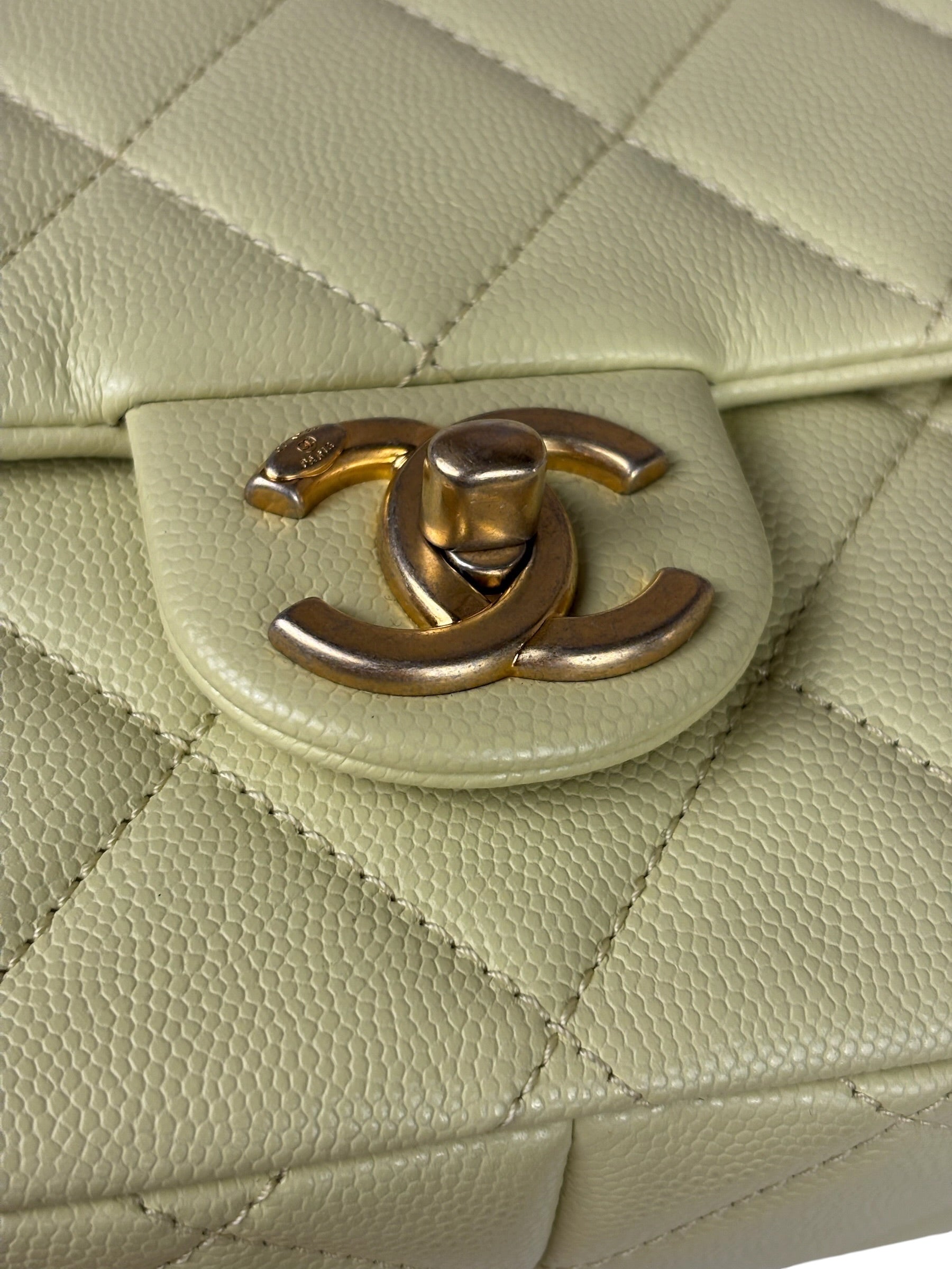 Chanel Yellow Caviar Leather Mini Flap Bag