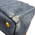 Prada Blue Denim Canapa Logo Tote Bag