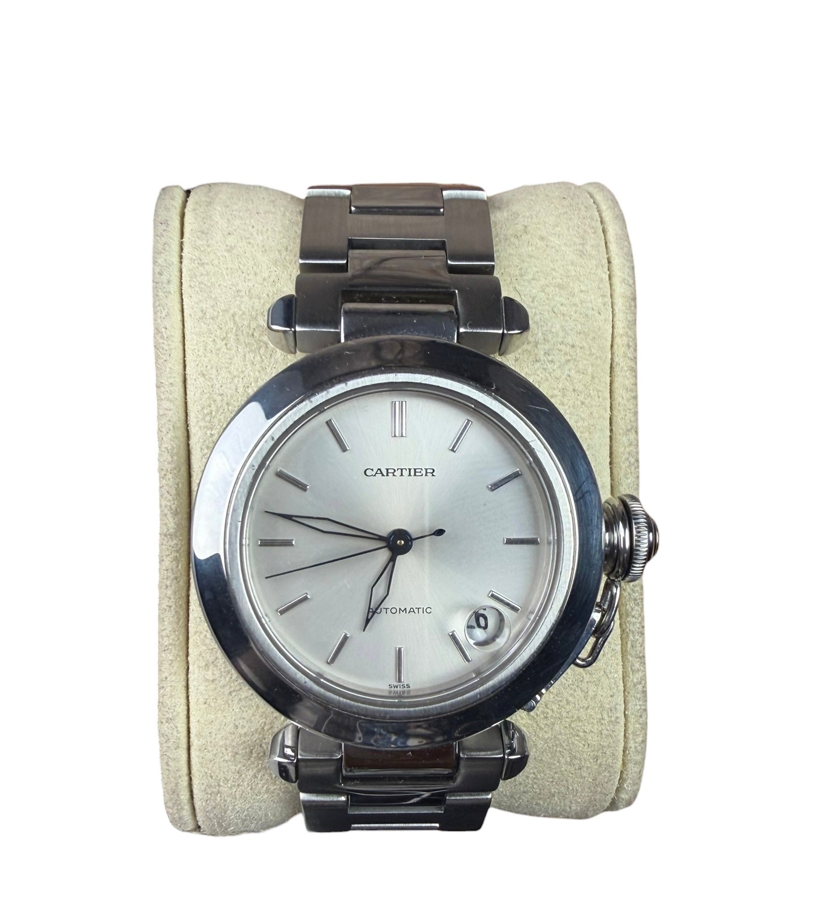Cartier Pasha C Automatic Silver Stick Dial
