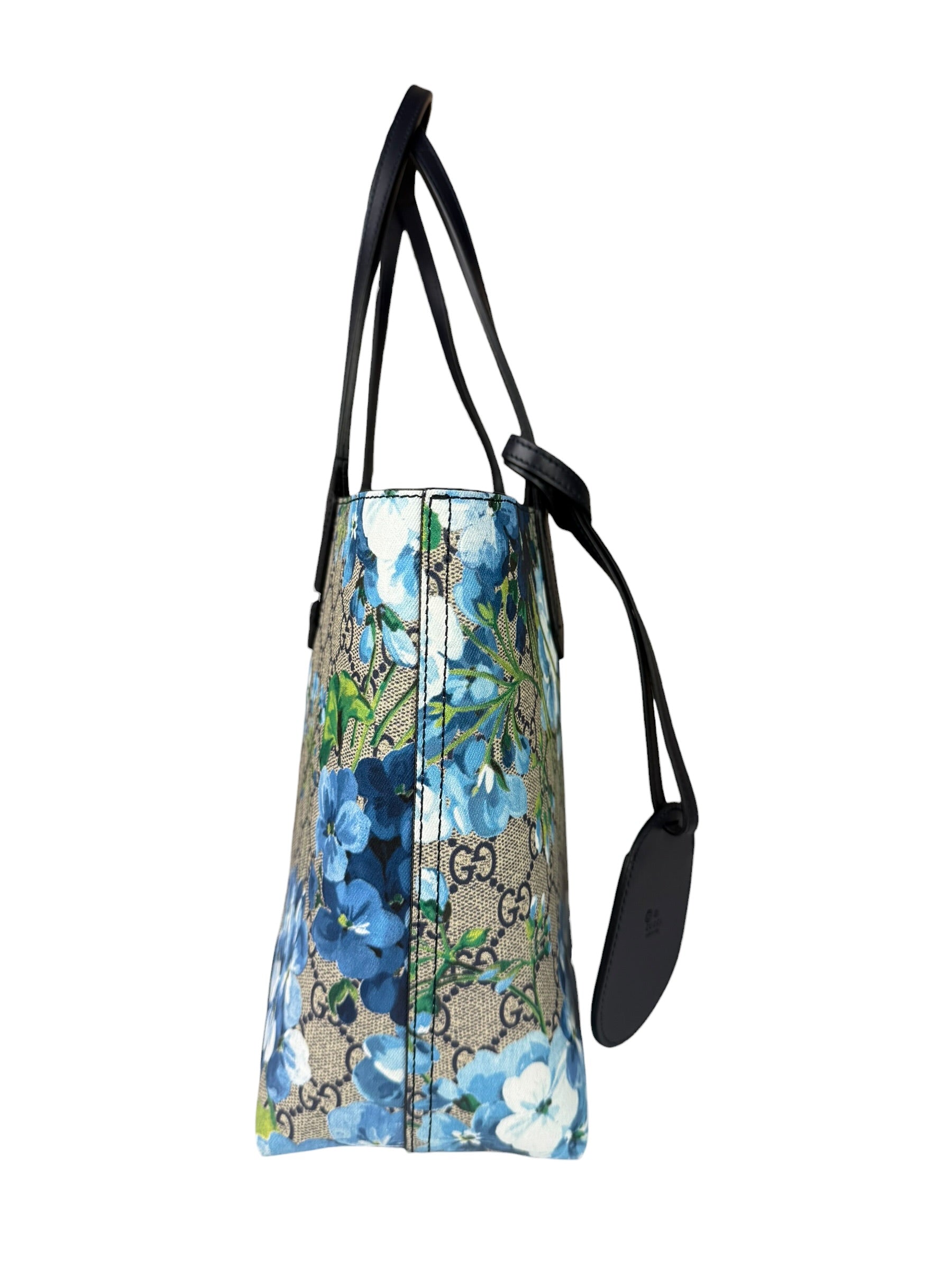 Gucci Blue/Beige GG Supreme Blooms Reversible Tote