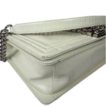 Chanel White Brushed Leather L Boy Bag 2012