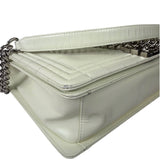 Chanel White Brushed Leather L Boy Bag 2012
