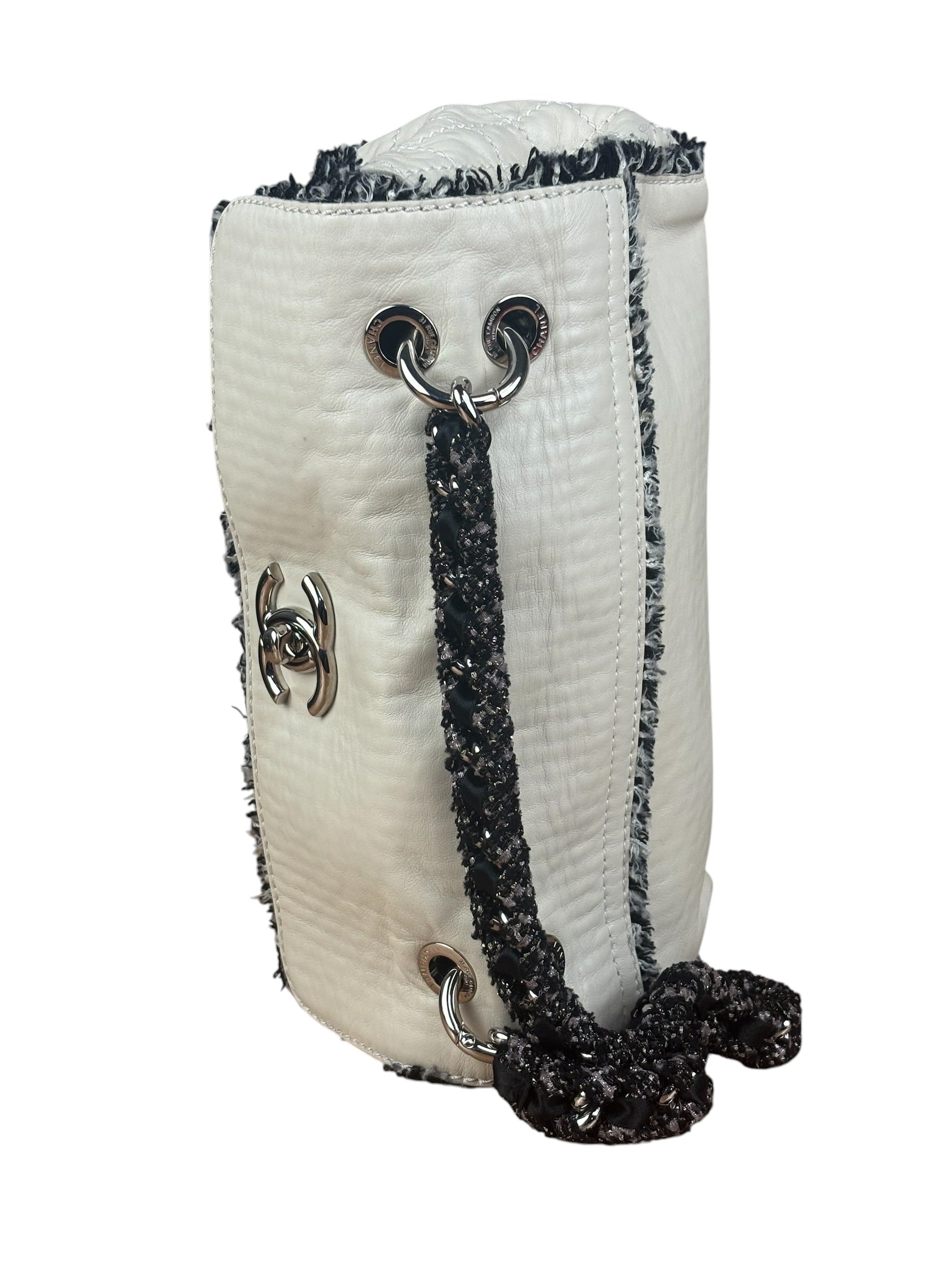 Chanel White Leather Mini Flap Shoulder Bag 1992