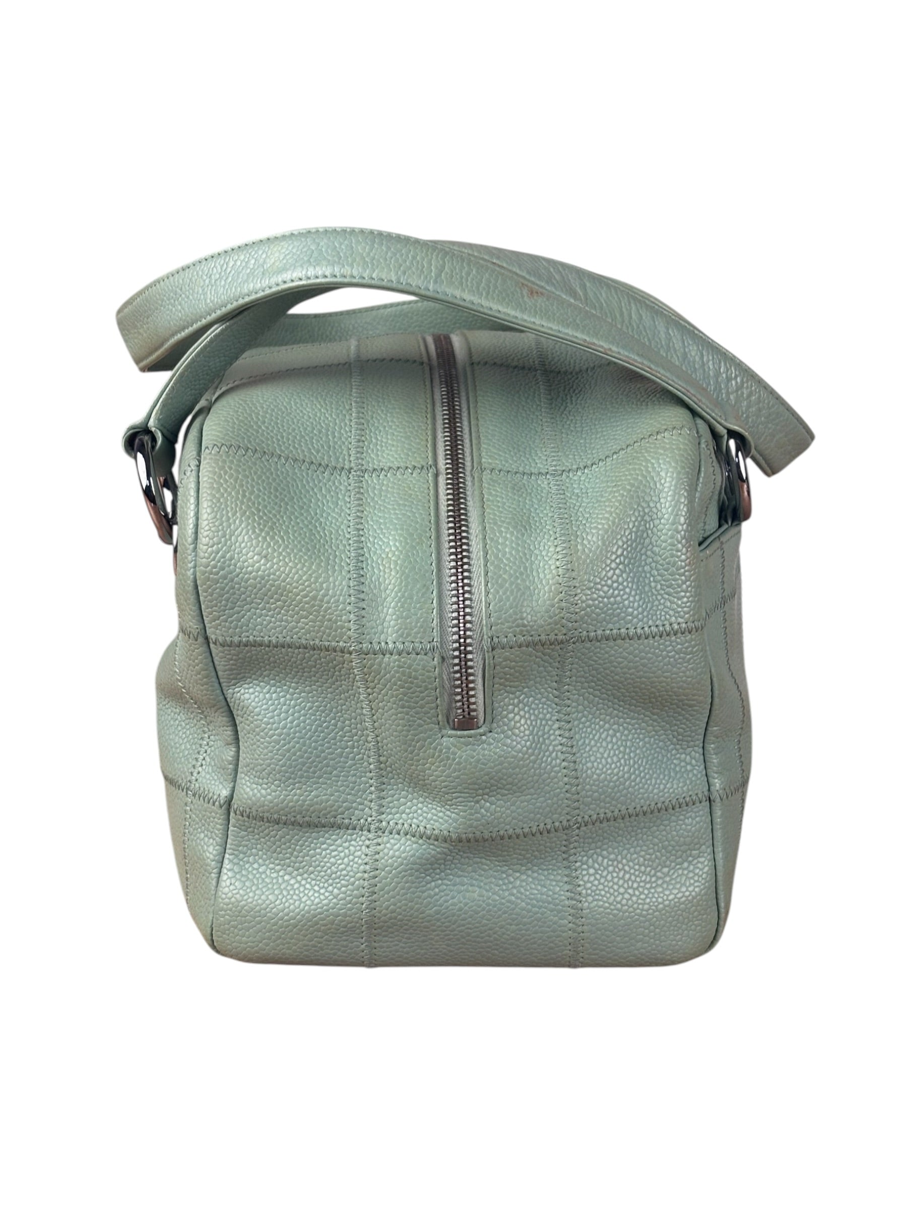 Chanel Light Green Quilt LAX Leather Bowler Bag 2004