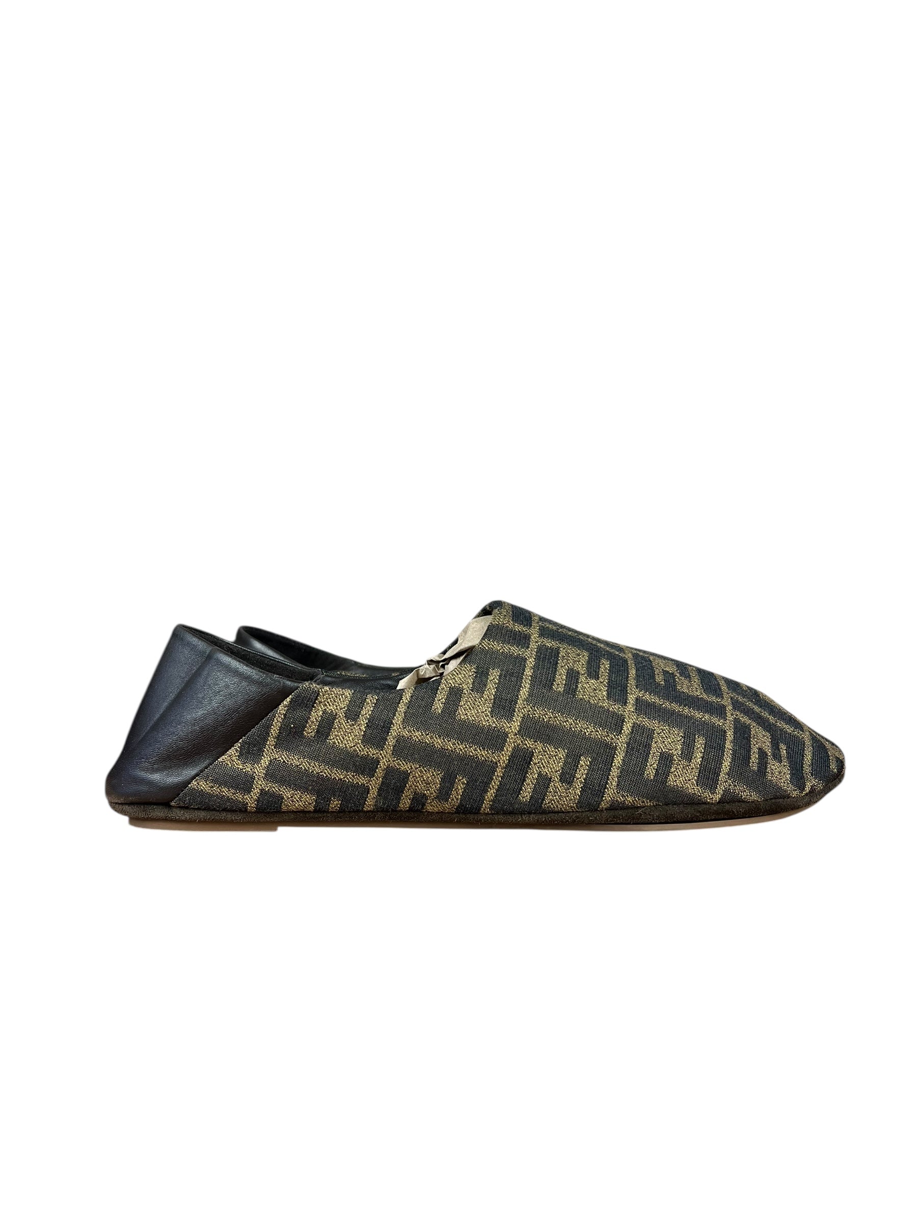 Fendi FF Zucca Canvas/Leather Slippers