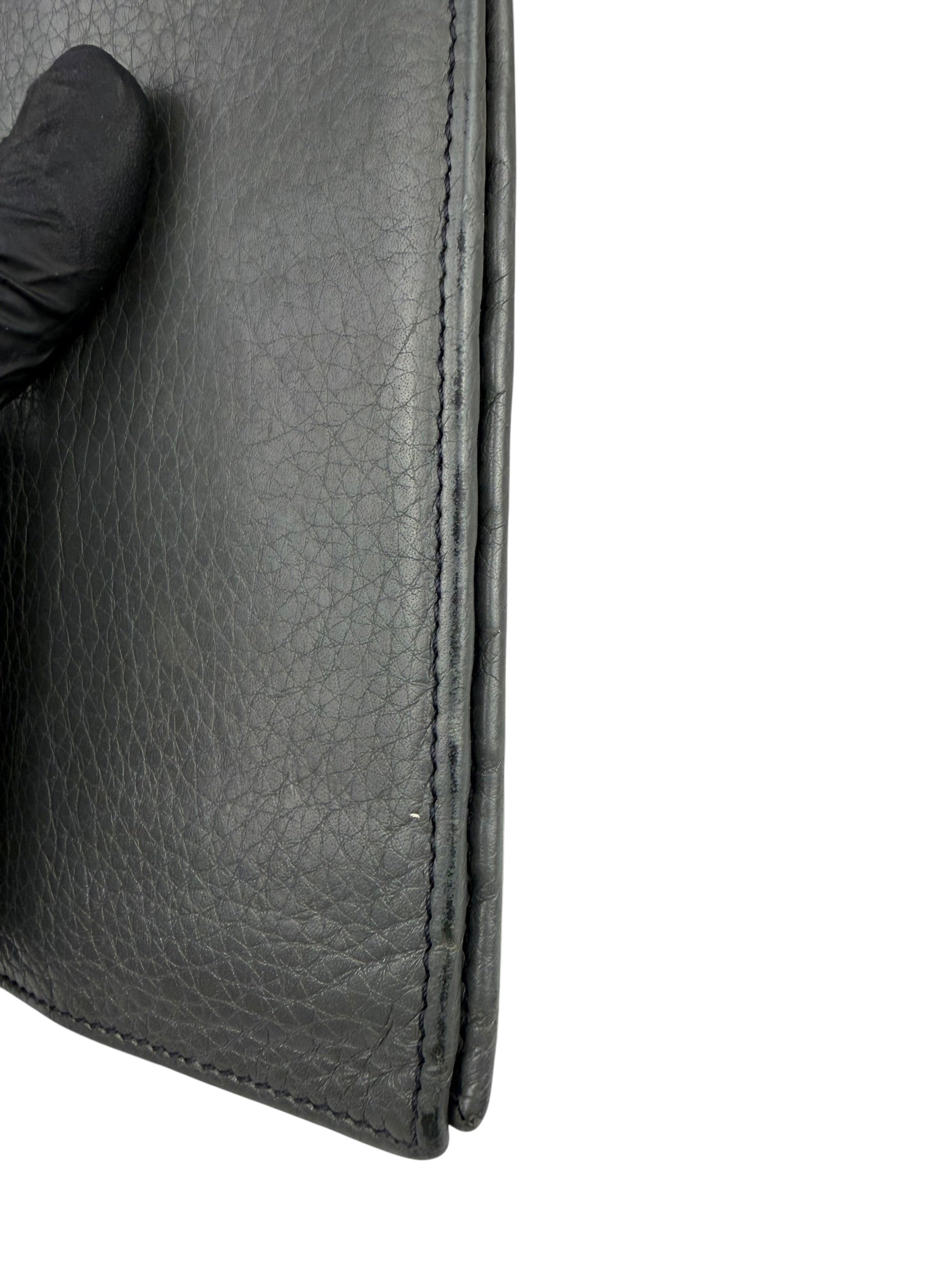 Gucci Grey Pebbled Leather Long Wallet