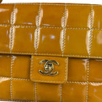 Chanel Gold Patent East West Stitch Flap Bag 2002