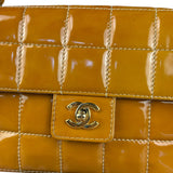 Chanel Gold Patent East West Stitch Flap Bag 2002